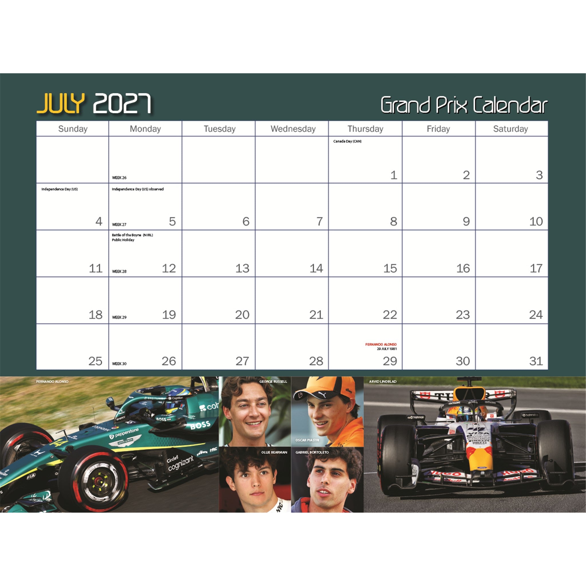Autocourse Grand Prix 2027 Wall Calendar
