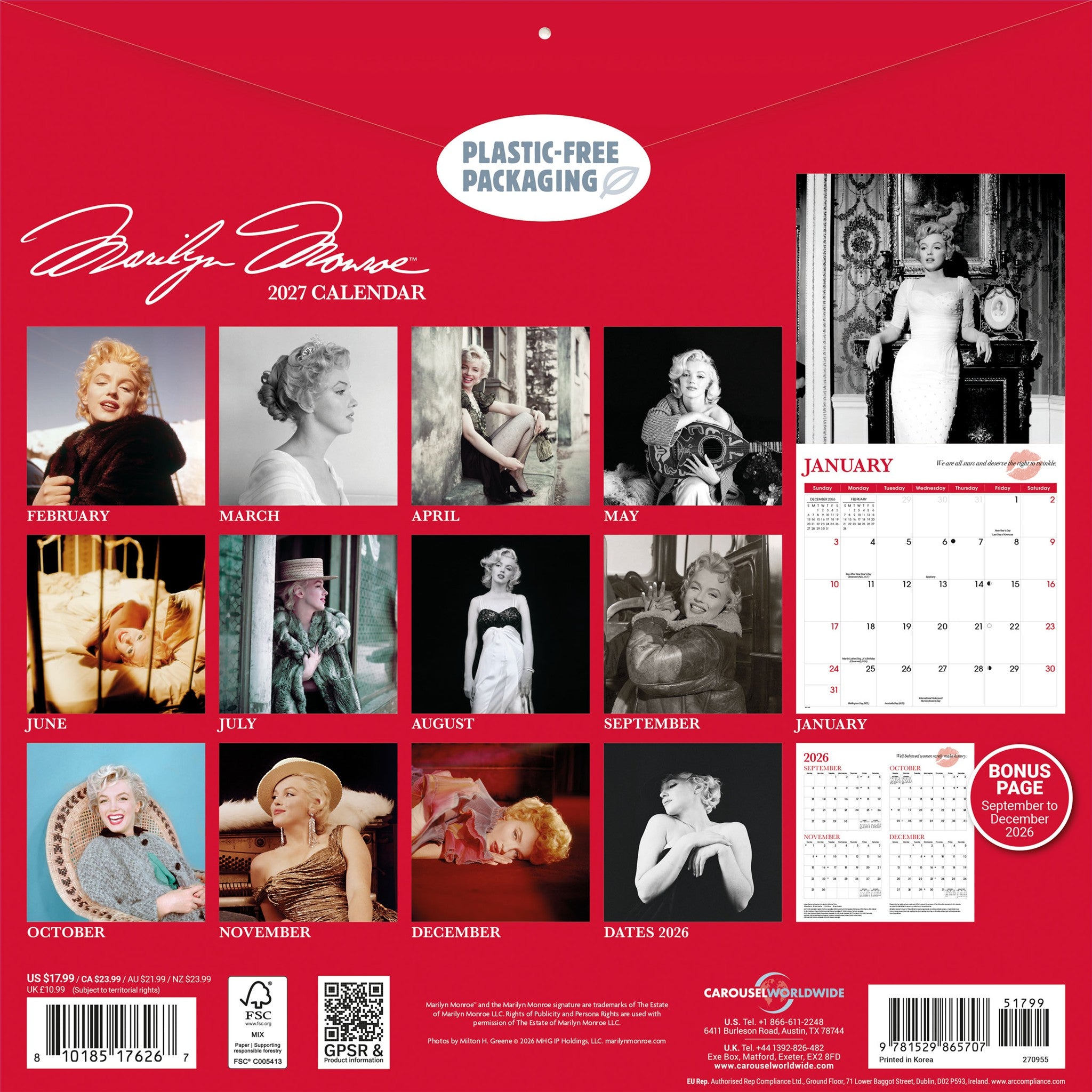 Marilyn Monroe 2027 Wall Calendar