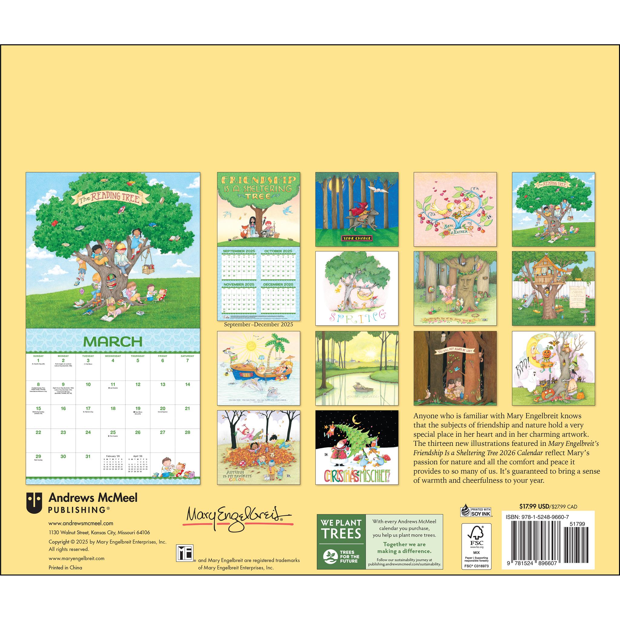Mary Engelbreits Friendship Is A Sheltering Tree Deluxe 2026 Wall Calendar
