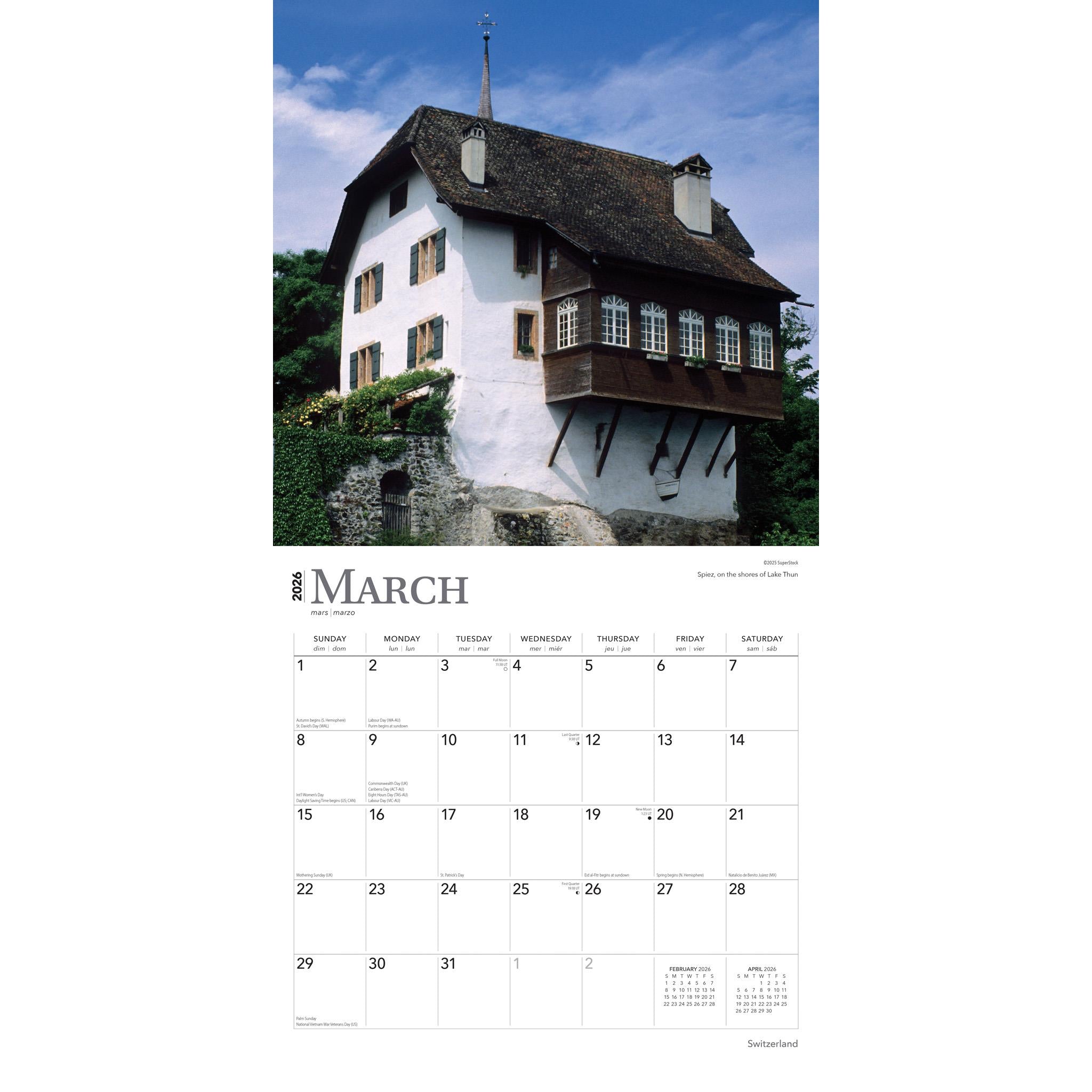 Switzerland 2026 Wall Calendar