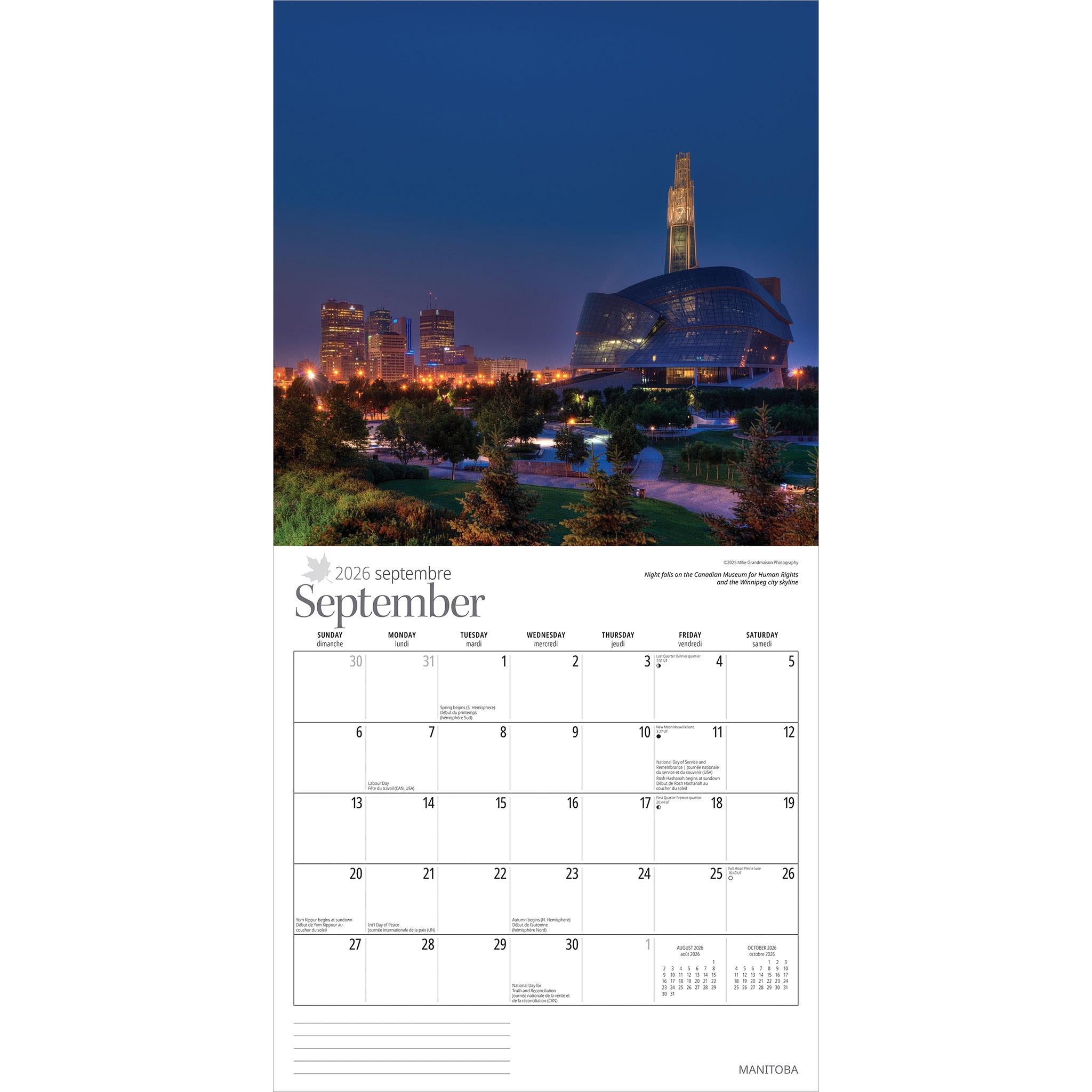 Manitoba 2026 Wall Calendar