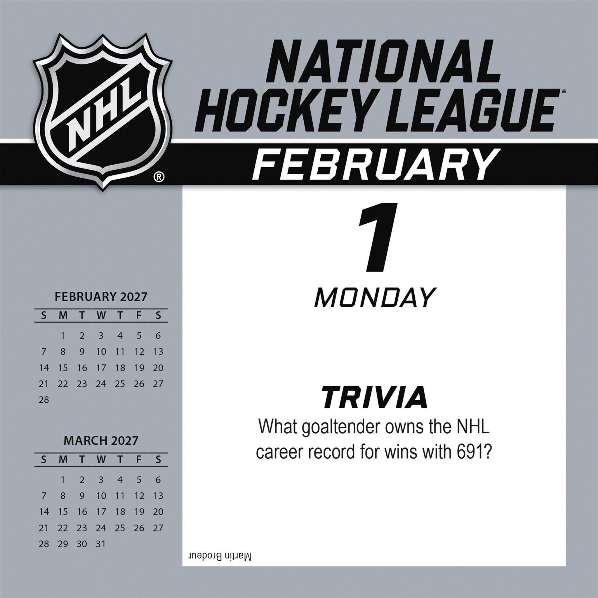 NHL All Team 2027 Box Calendar