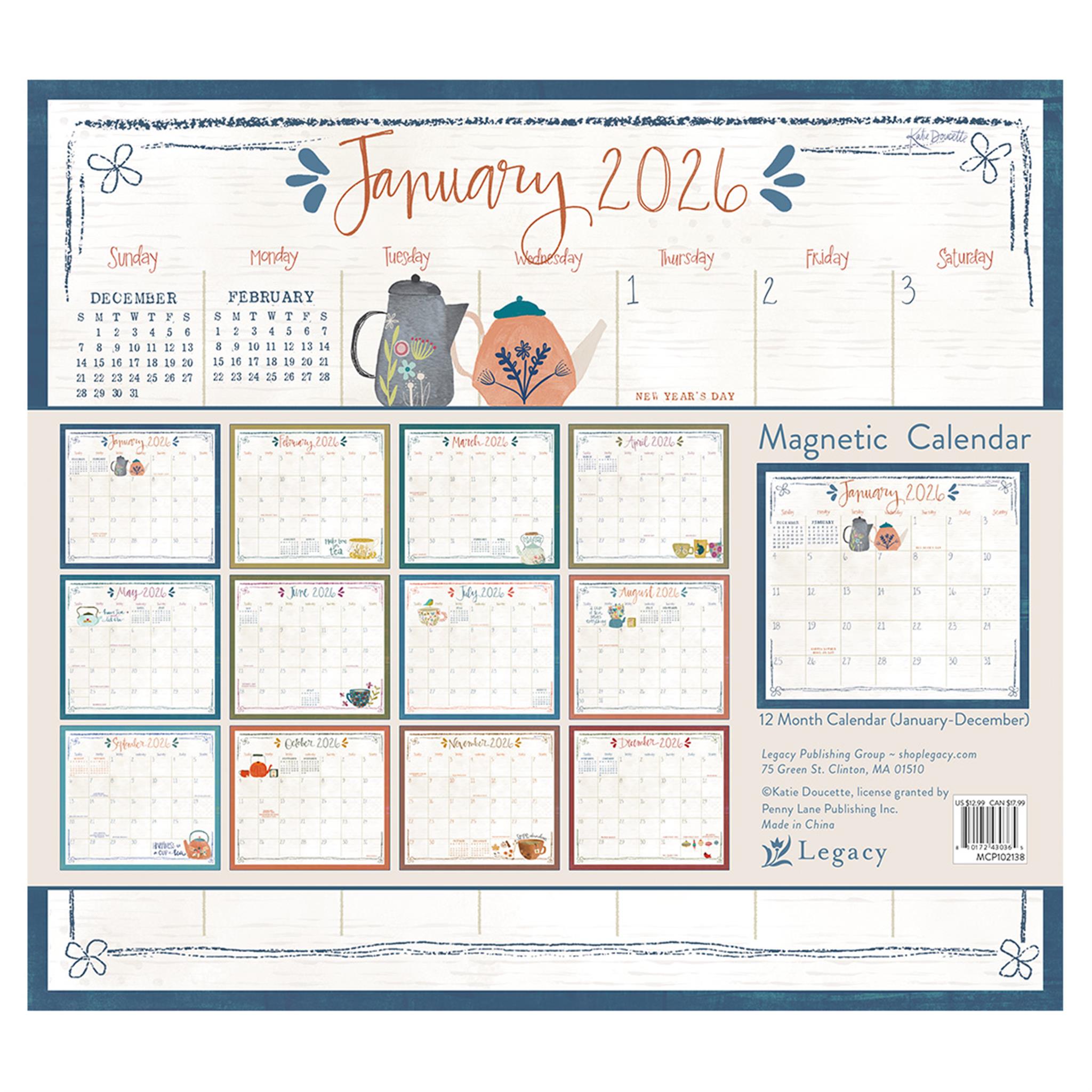 Tea 2026 Mini Magnetic Calendar - Online Only