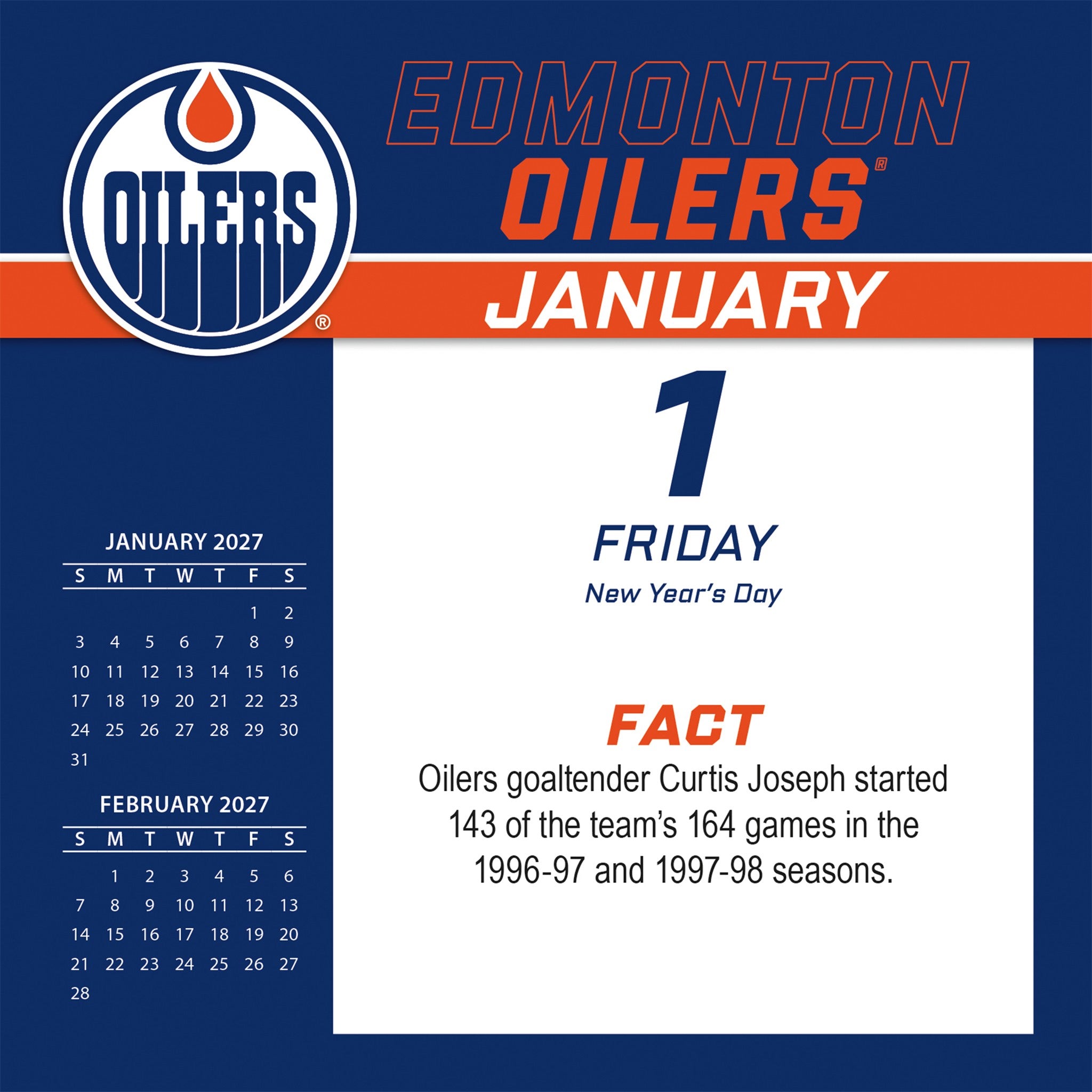 NHL Edmonton Oilers 2027 Box Calendar