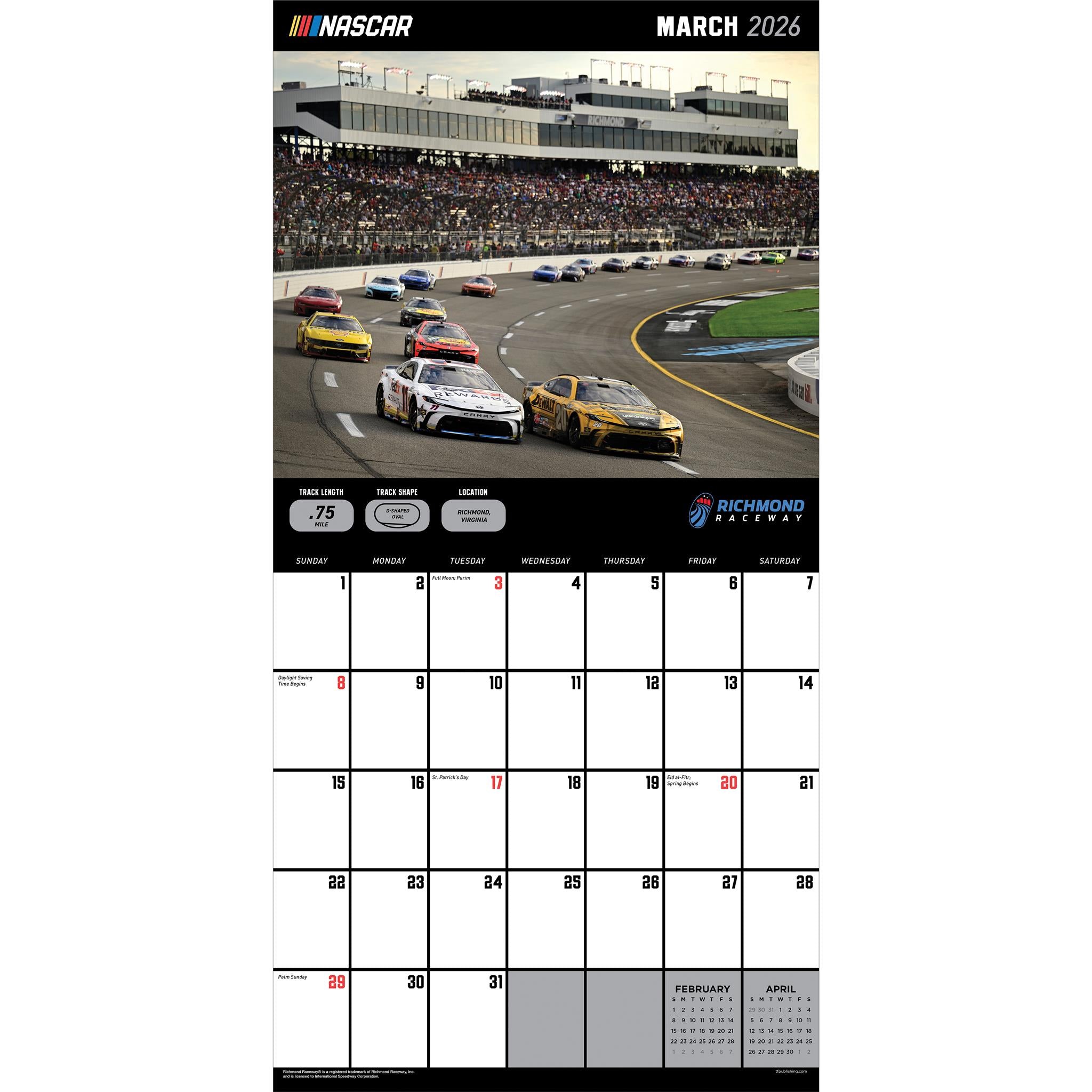 Nascar Tracks 2026 Wall Calendar