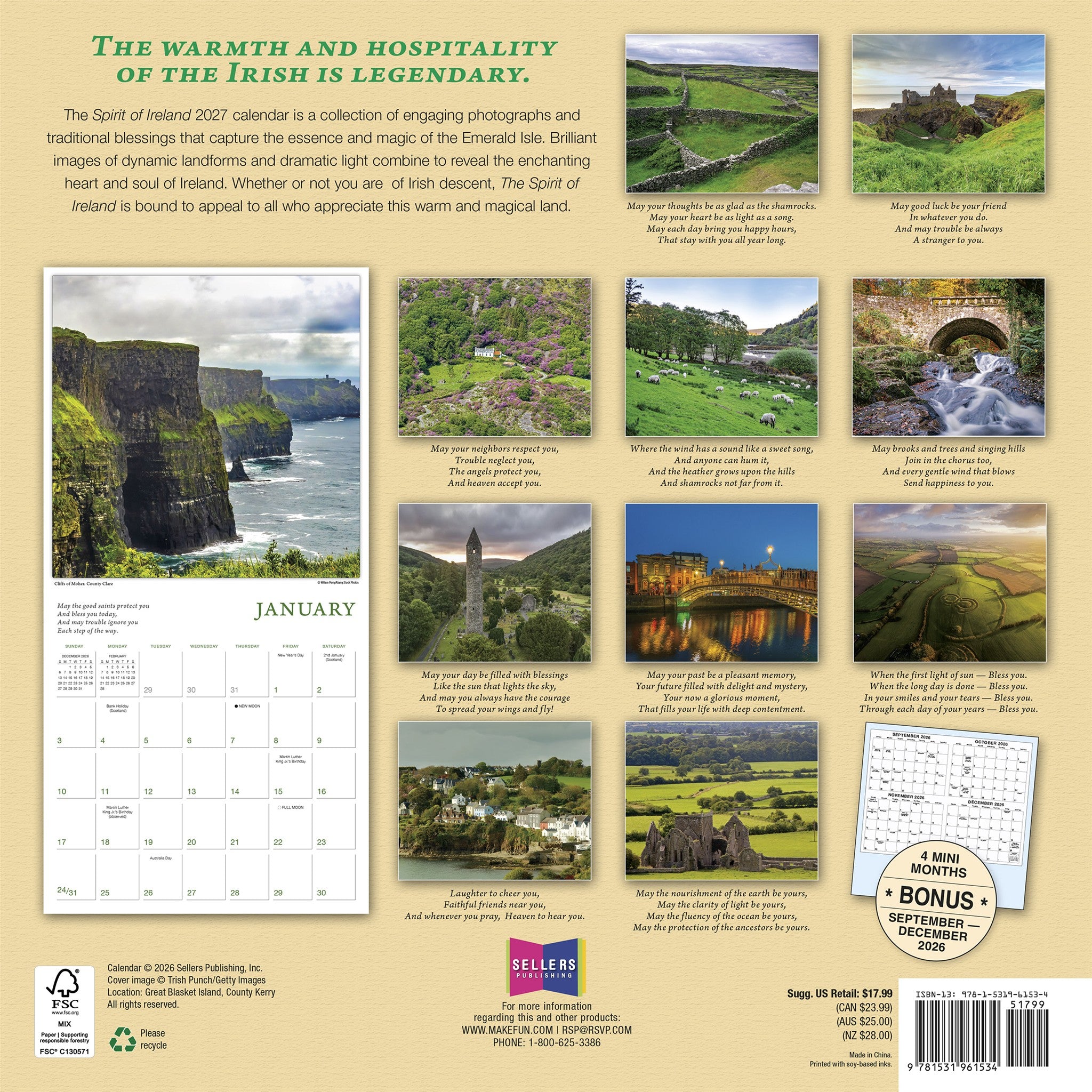 The Spirit of Ireland 2027 Wall Calendar
