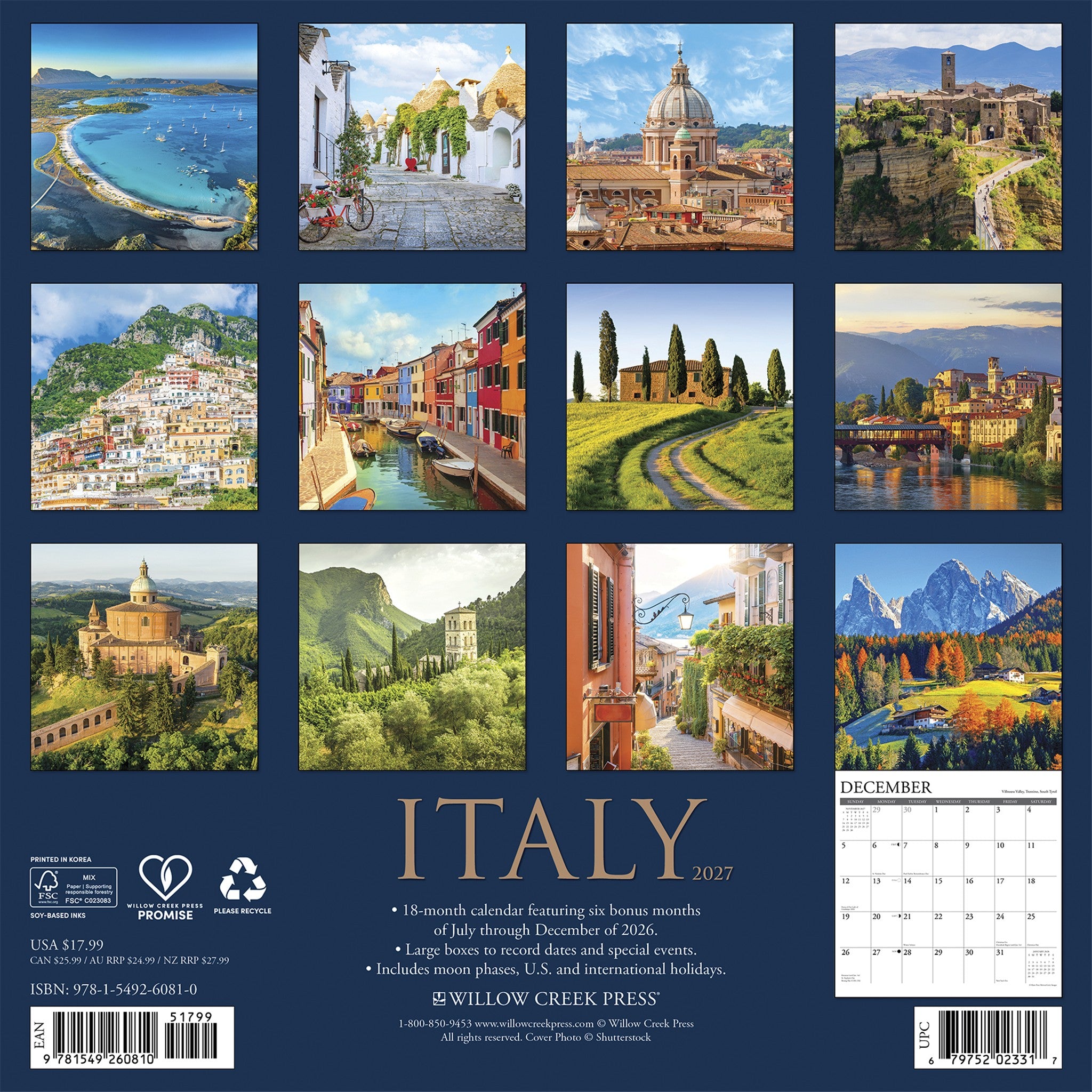 Italy 2027 Wall Calendar - Online Only