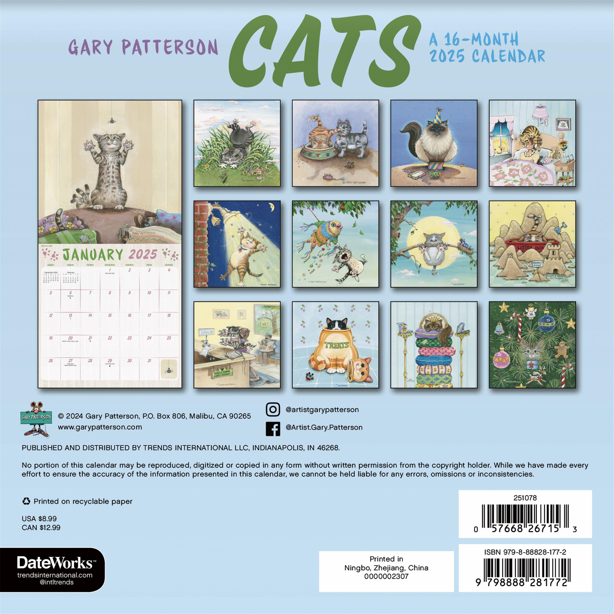 Cats Gary Patterson Mini 2025 Calendar