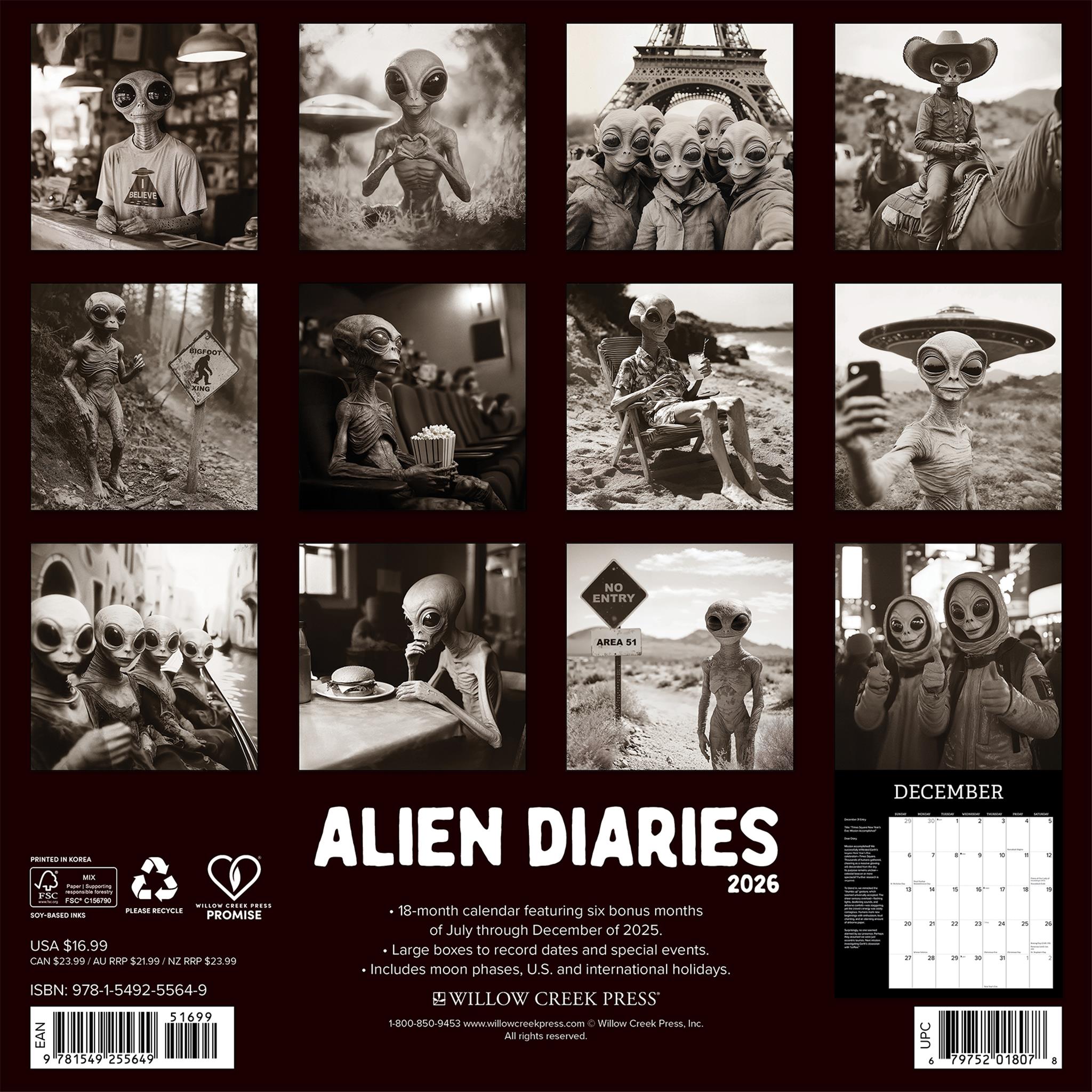 Alien Diaries 2026 Wall Calendar - Online Only
