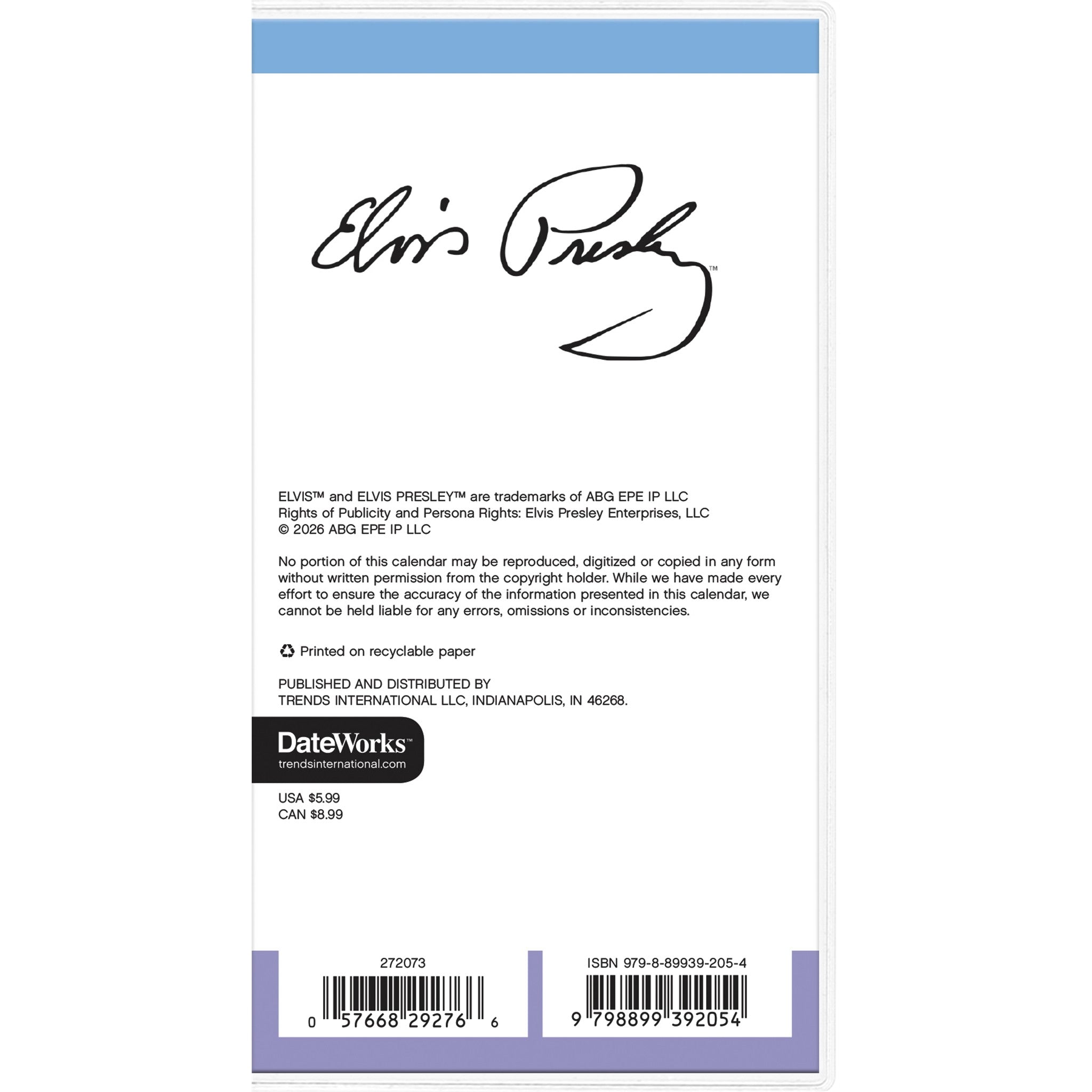 Elvis Presley 2027-2028 2-Year Pocket Planner - Online Only