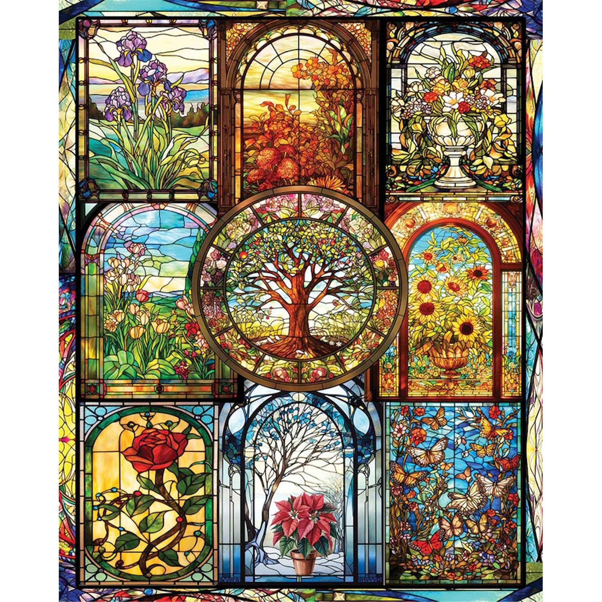 Four Season Stained Glass 1000 Piece Puzzle