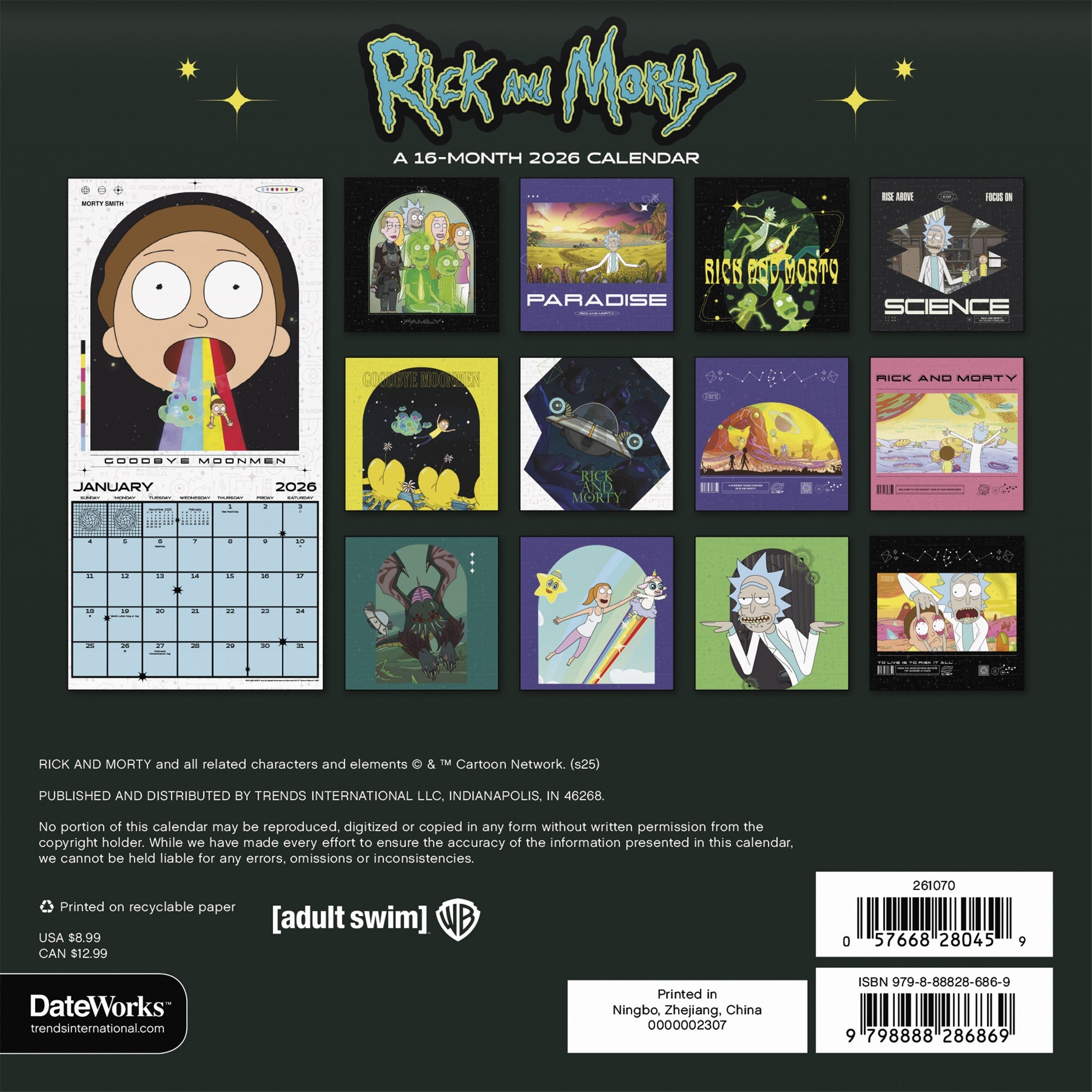 Rick And Morty 2026 Mini Calendar