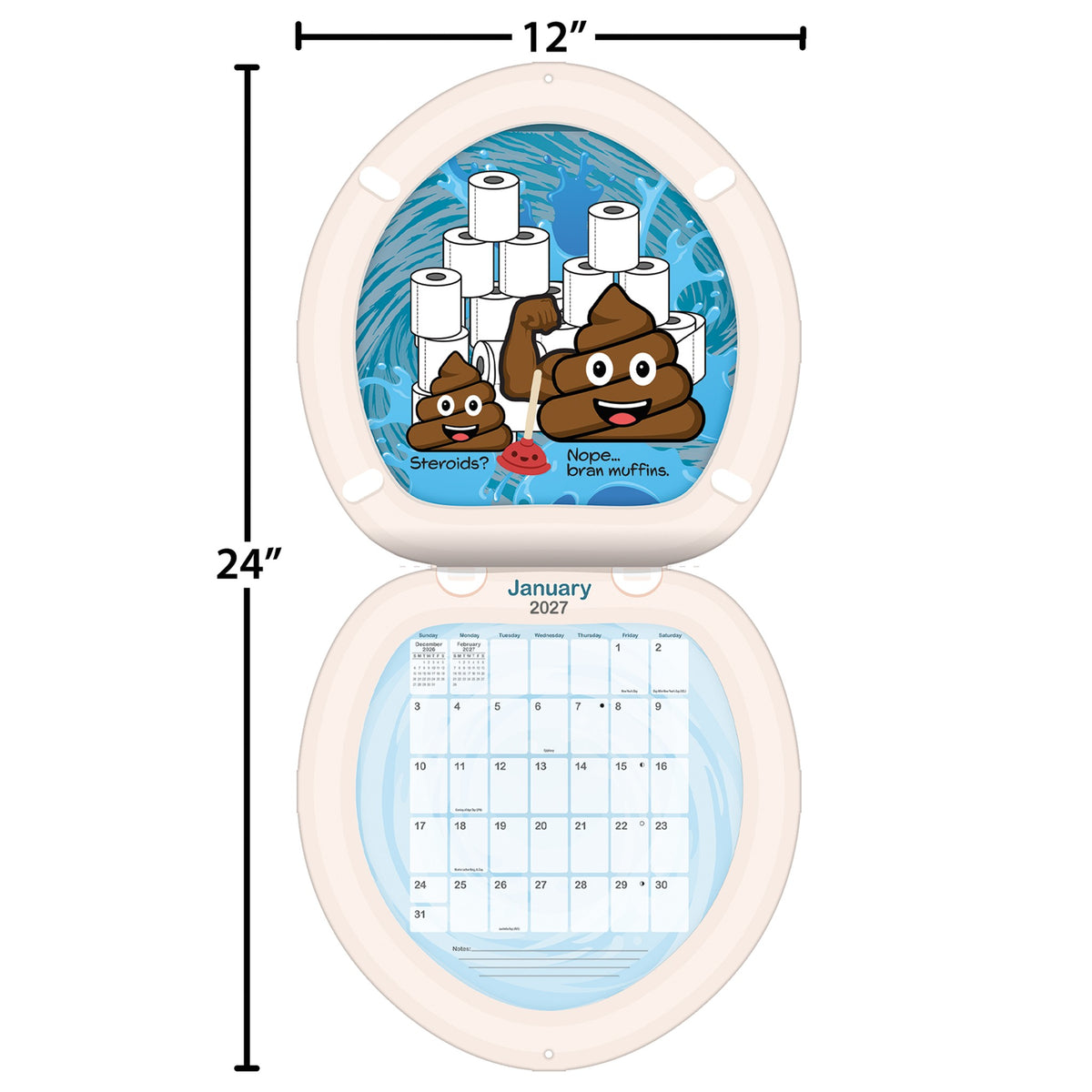 Poo Happens Die Cut 2027 Wall Calendar