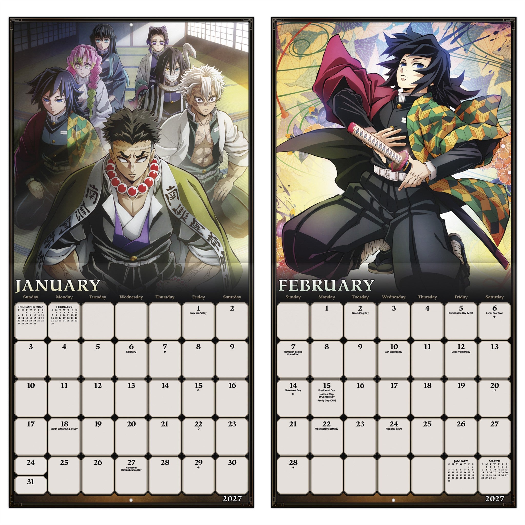 Demon Slayer Kimetsu no Yaiba Exclusive with Decals 2027 Wall Calendar