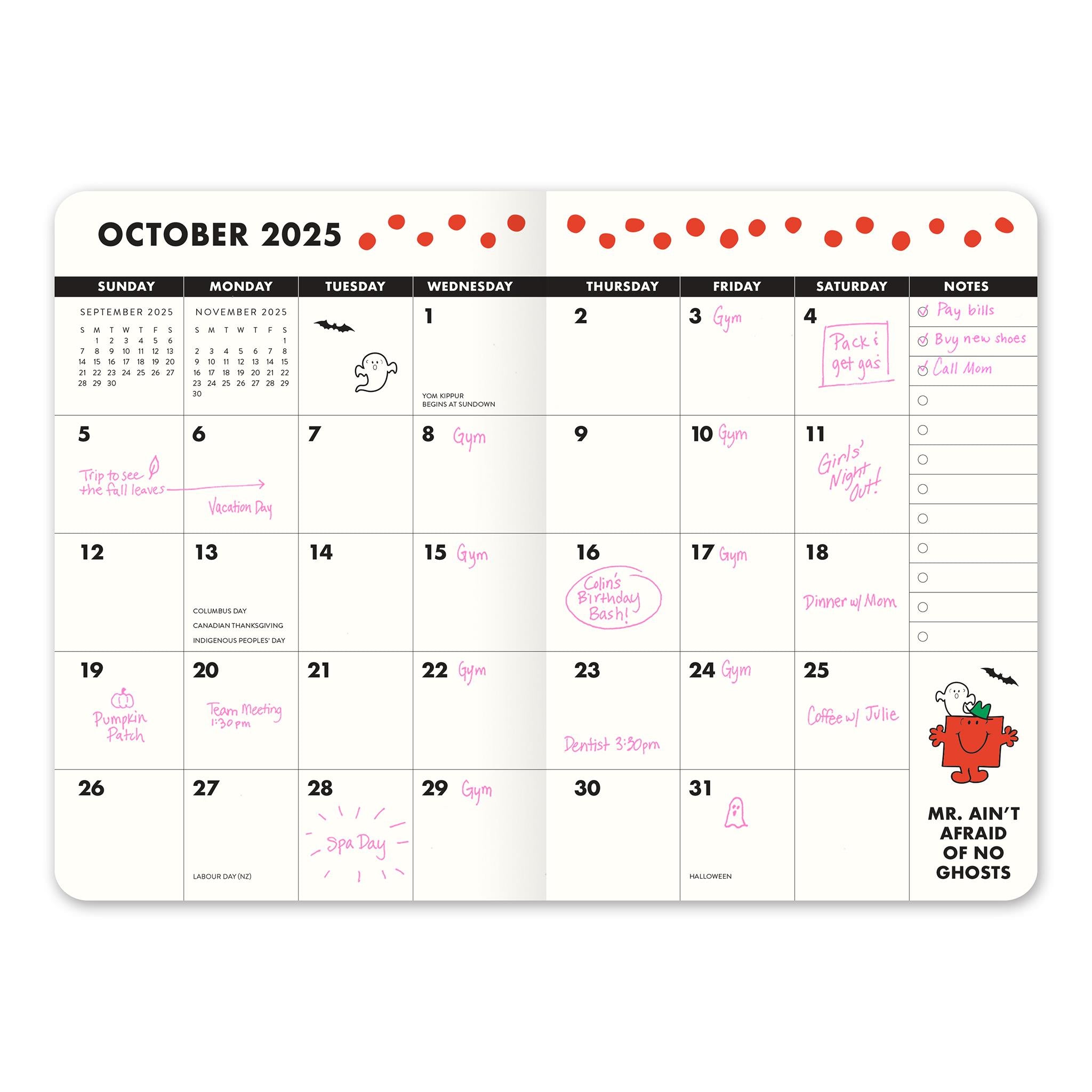 Little Miss Punctual Monthly Pocket Planner 2025 Calendar
