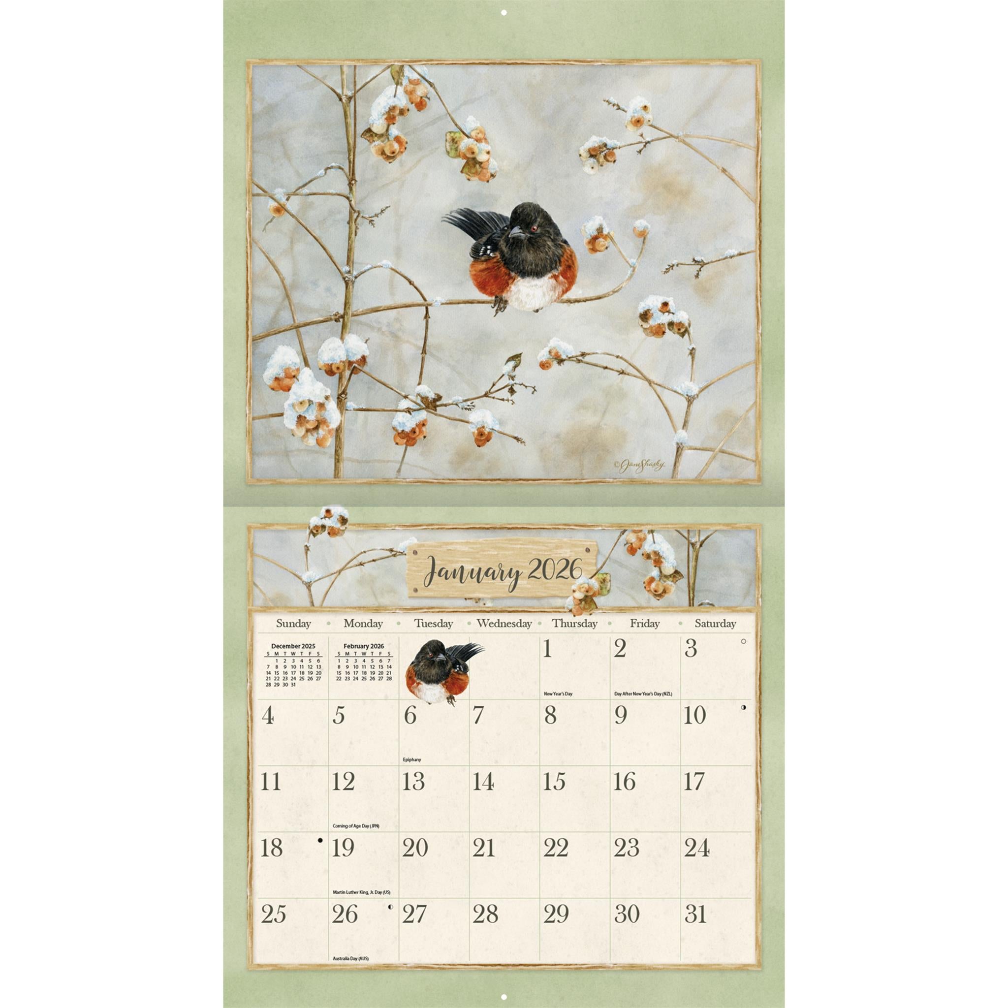 Birds In The Garden 2026 Deluxe Wall Calendar - Online Only