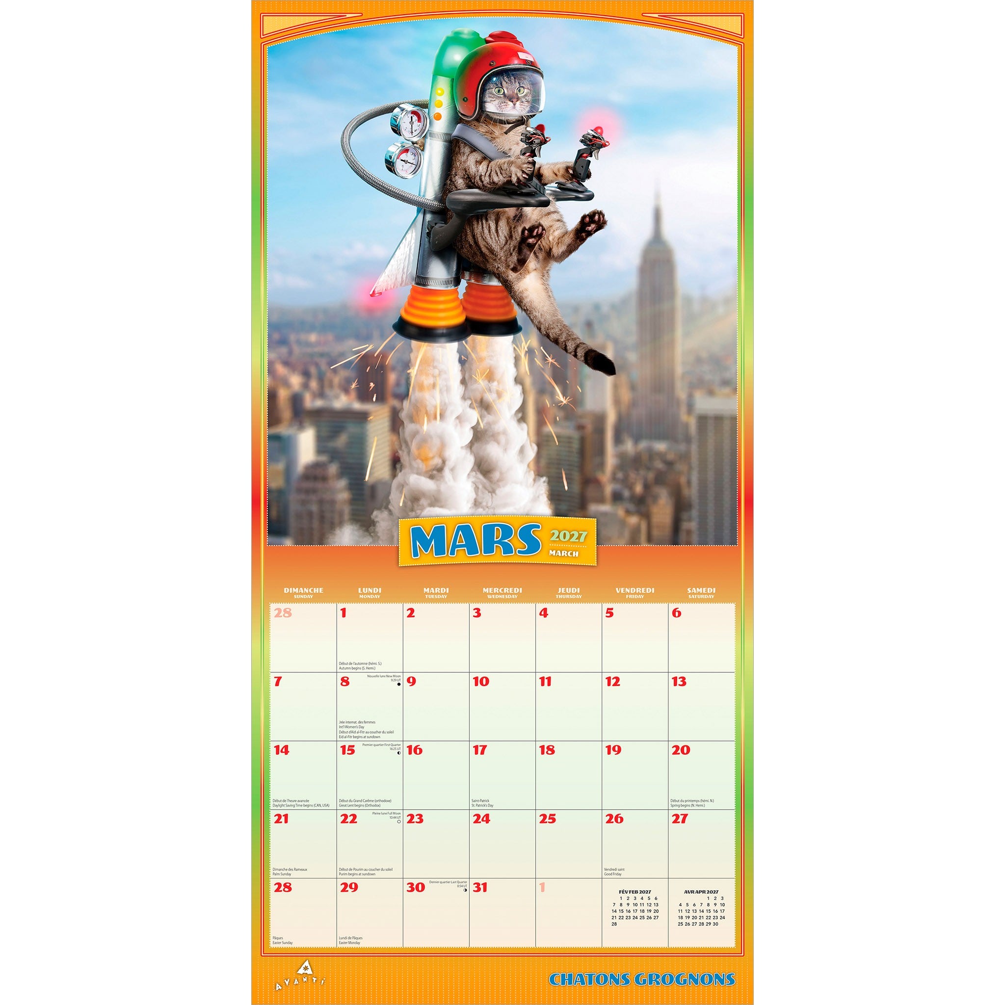 Chatons Grognons 2027 Wall Calendar (French)