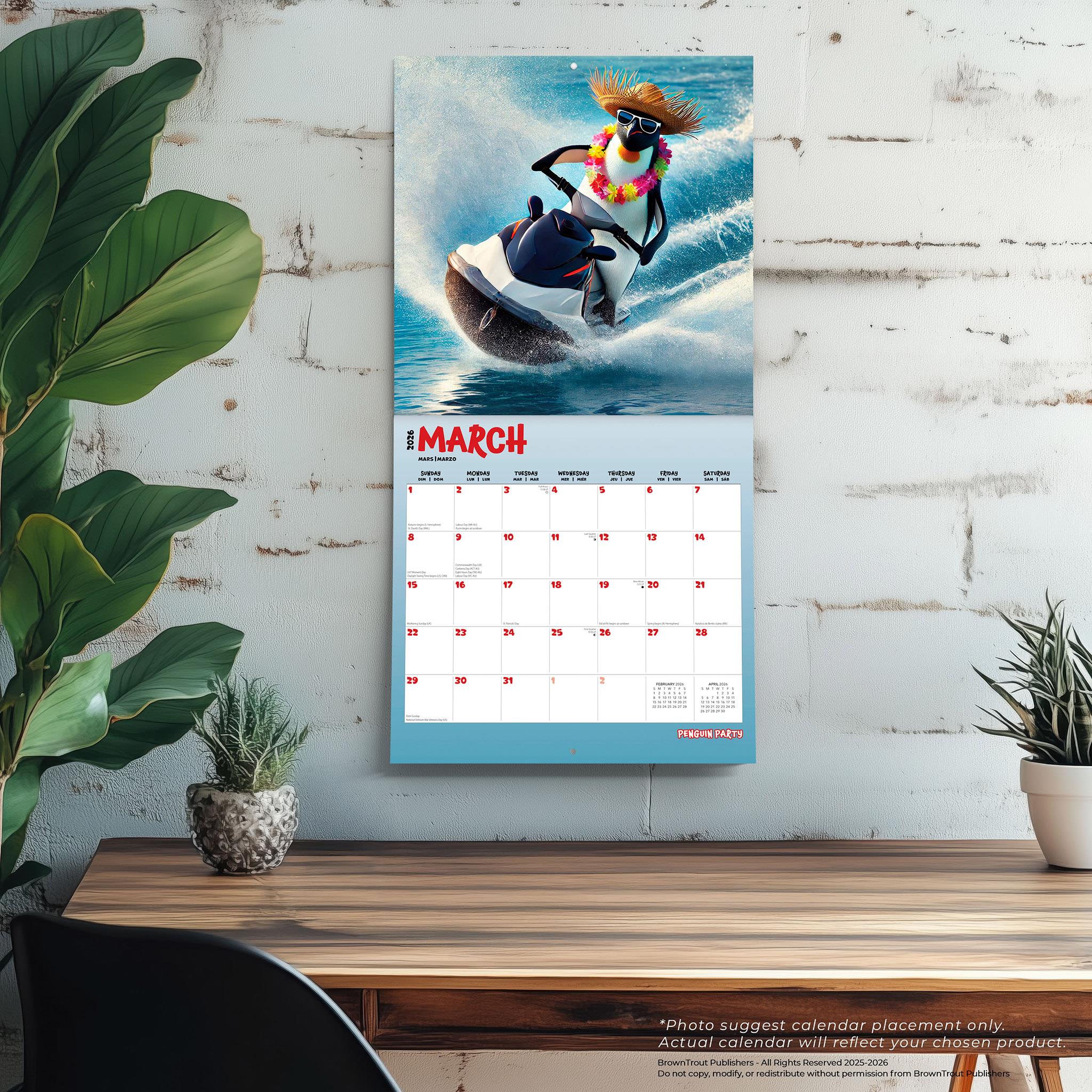 Penguin Party 2026 Wall Calendar