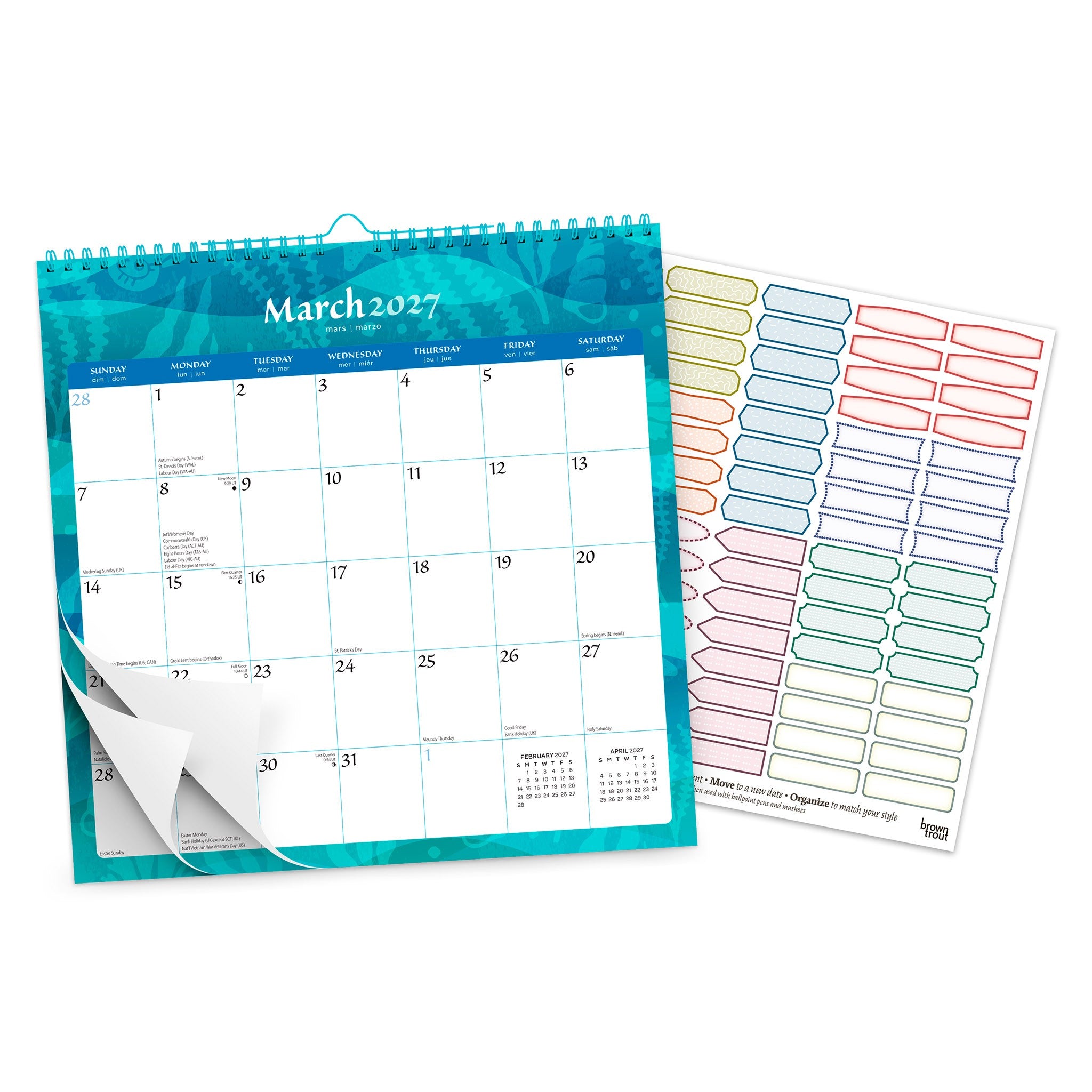 Seaside Currents 2027 Wall Calendar