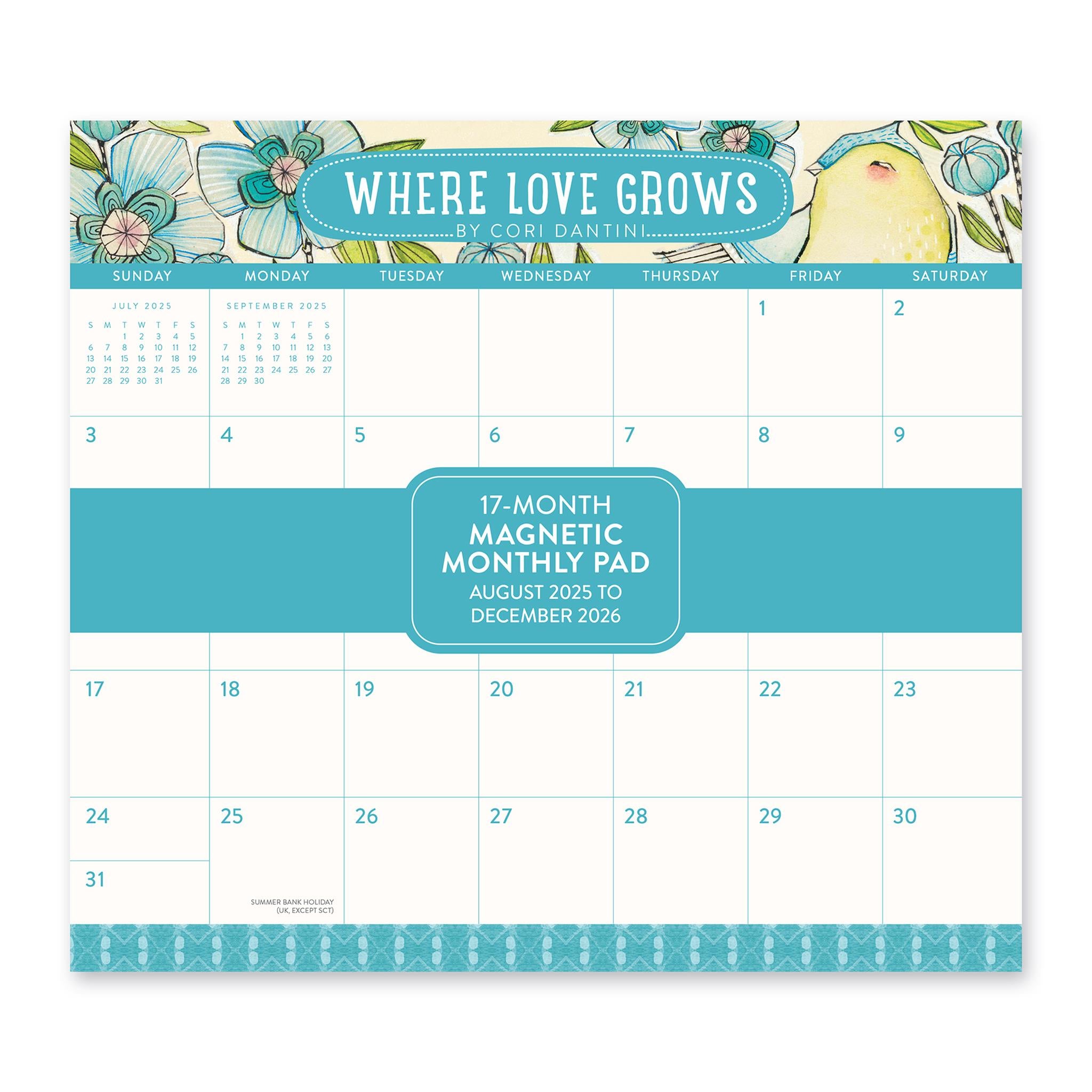 Where Love Grows 2025-2026 Exclusive Mini Magnetic Pad Calendar