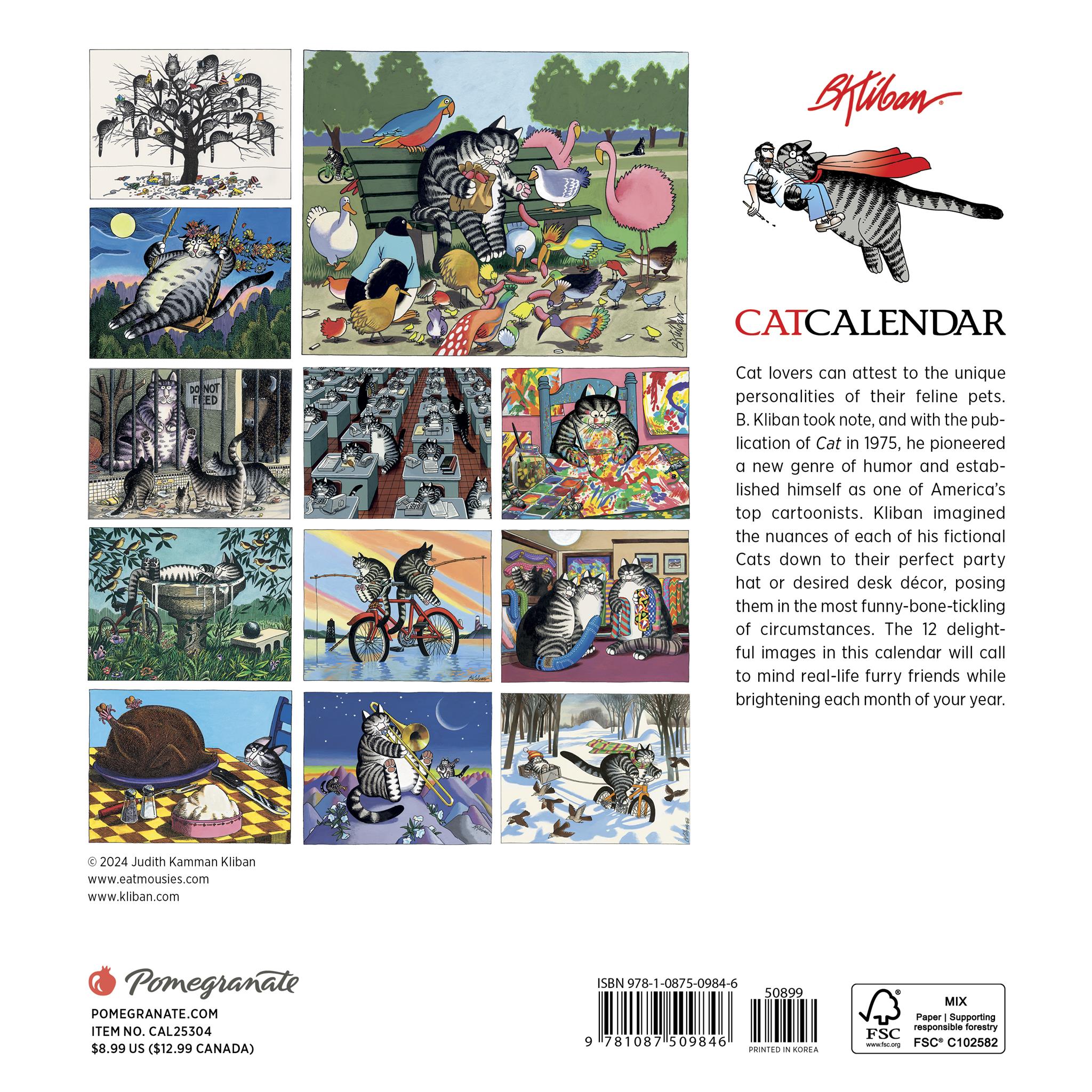 B Kliban Cat Mini 2025 Calendar - Online Exclusive