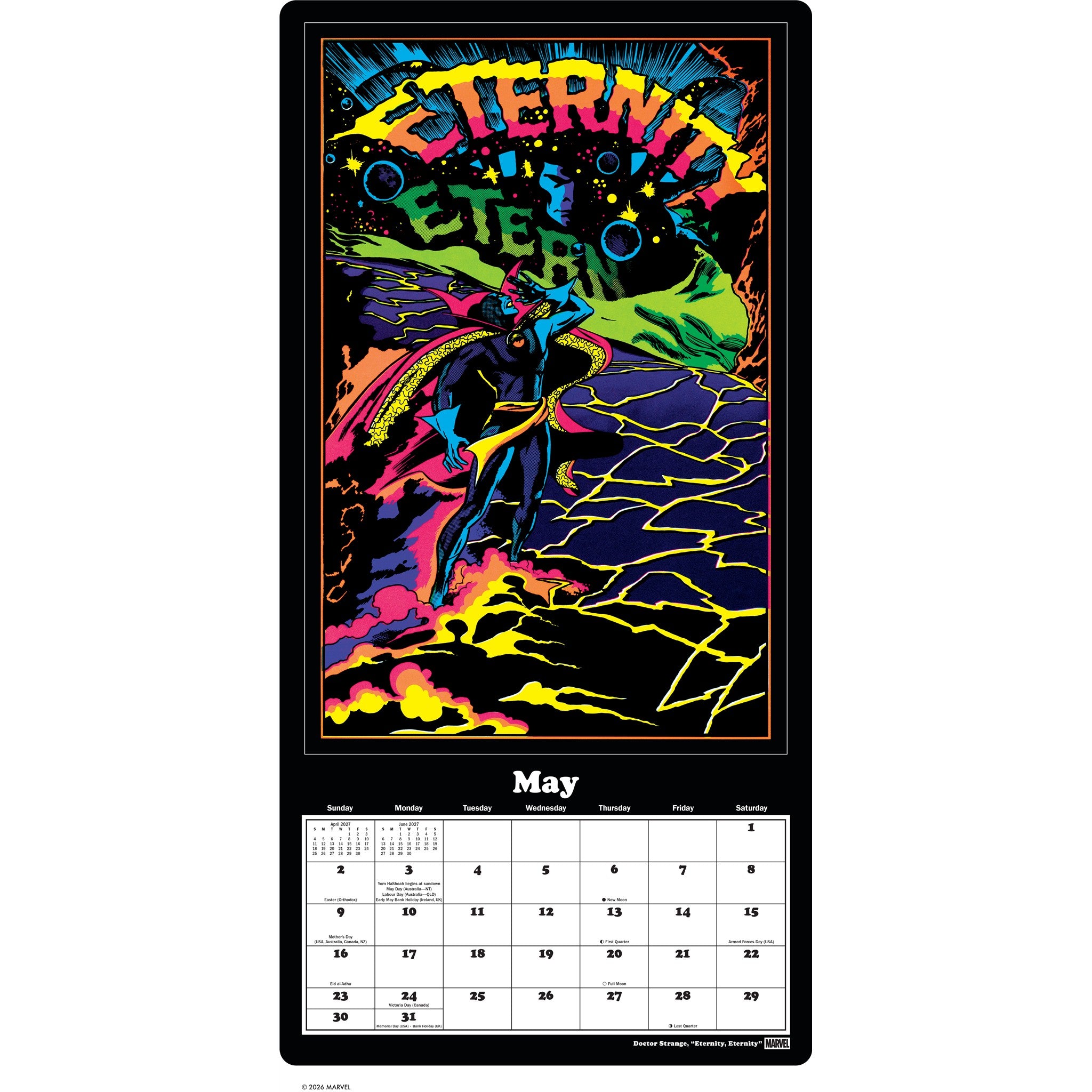 Marvel Classic Black Light Posters 2027 Wall Calendar