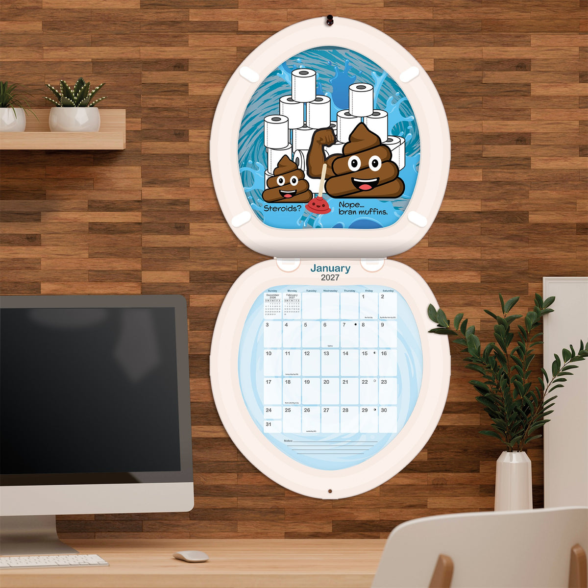 Poo Happens Die Cut 2027 Wall Calendar