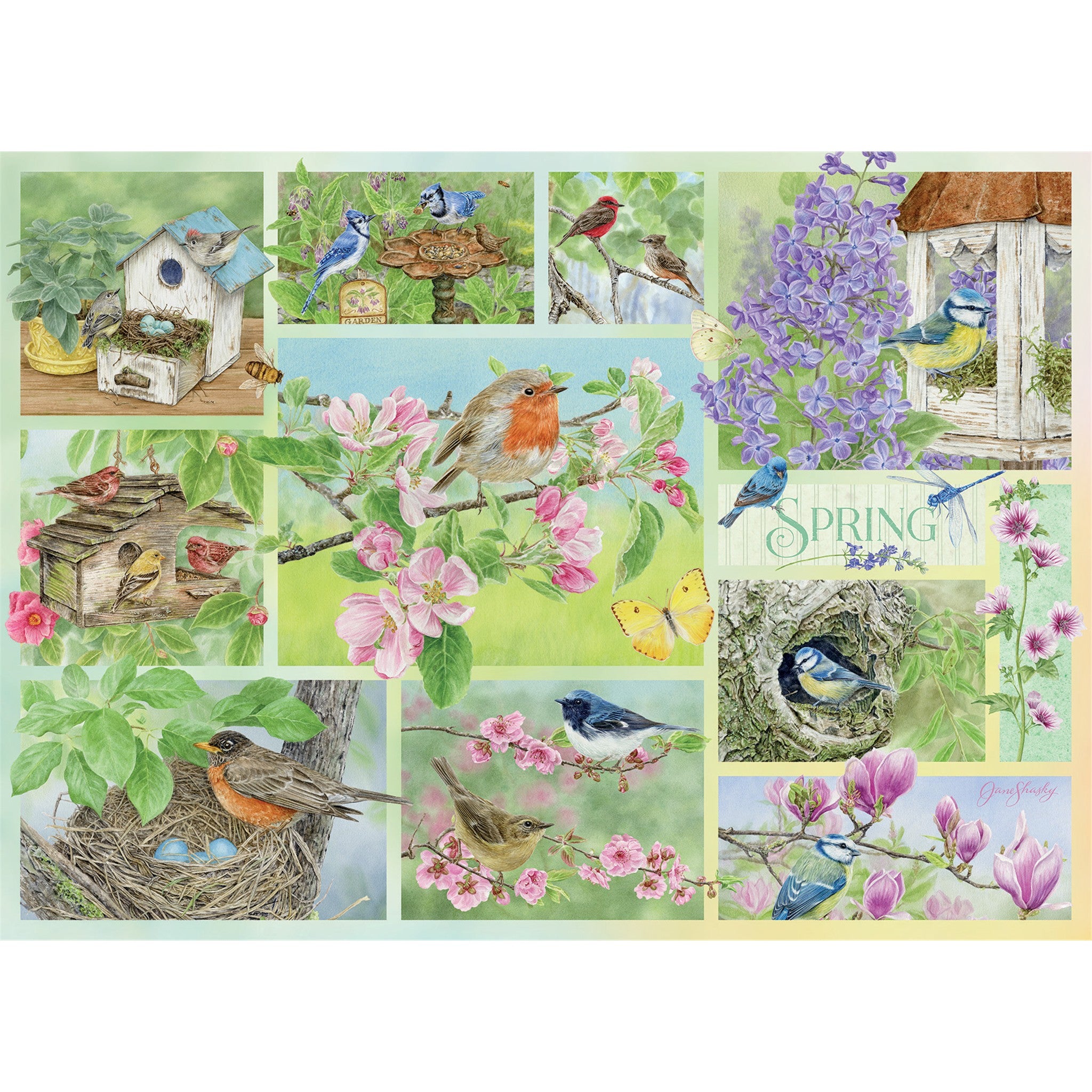 Garden Birds in Spring 500 Piece Puzzle - Online Only