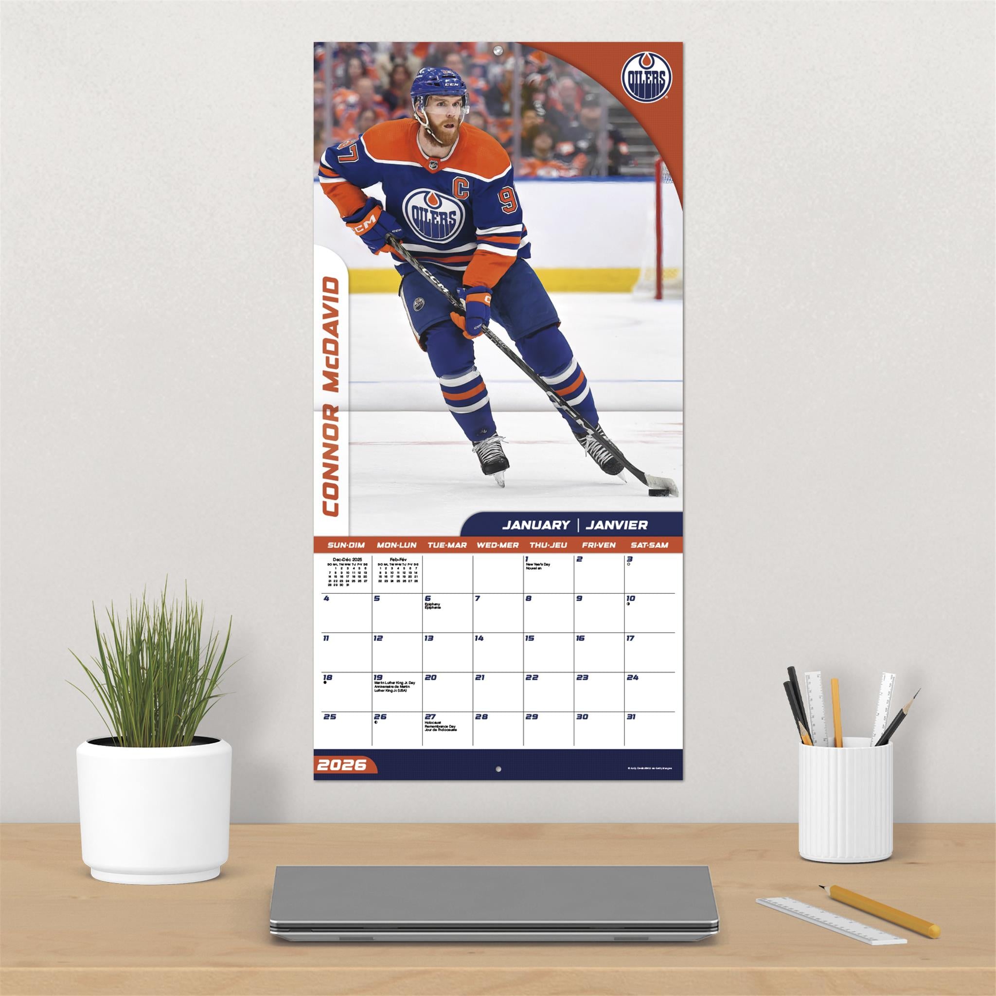 NHL Edmonton Oilers Bilingual 2026 Wall Calendar