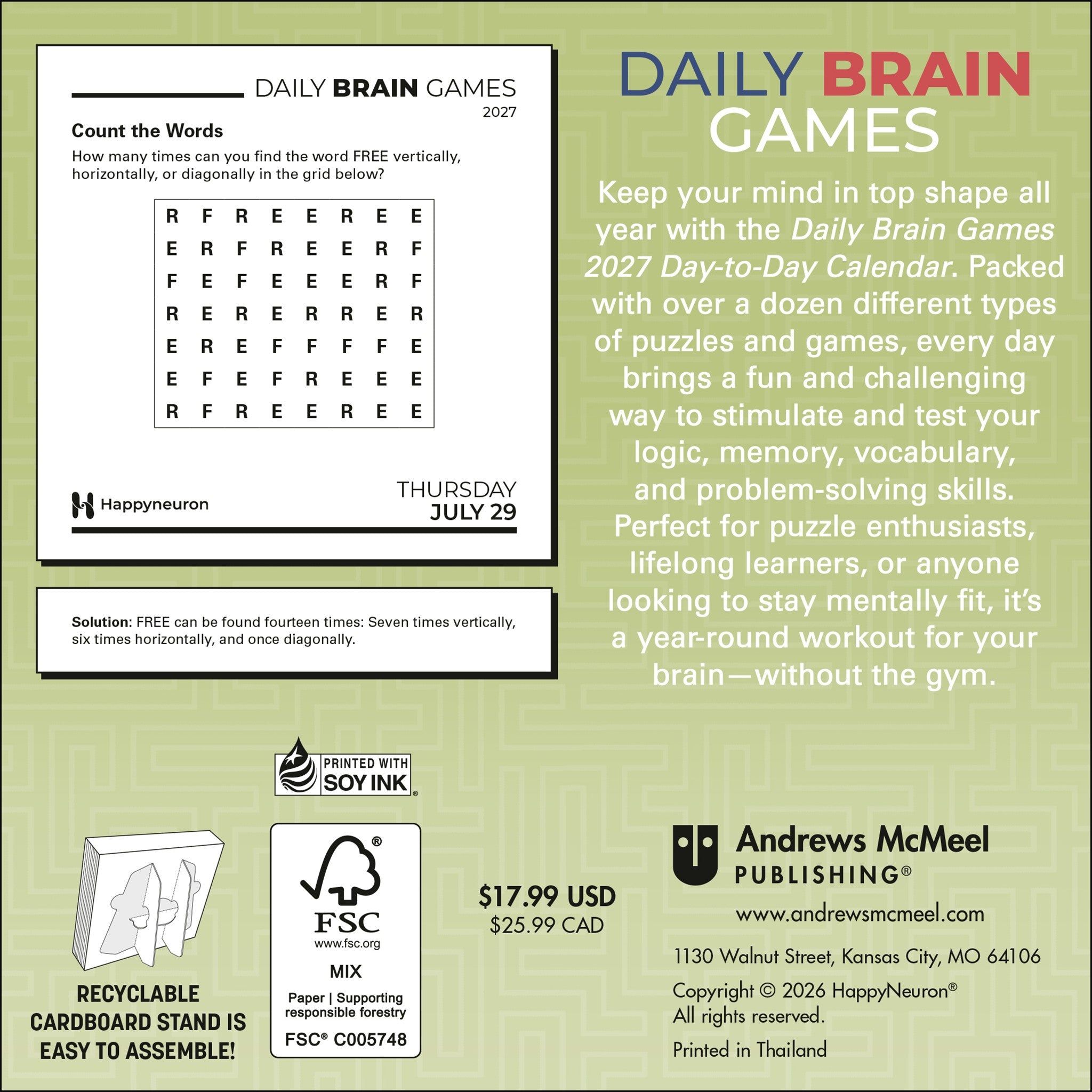Daily Brain Games 2027 Box Calendar - Online Only