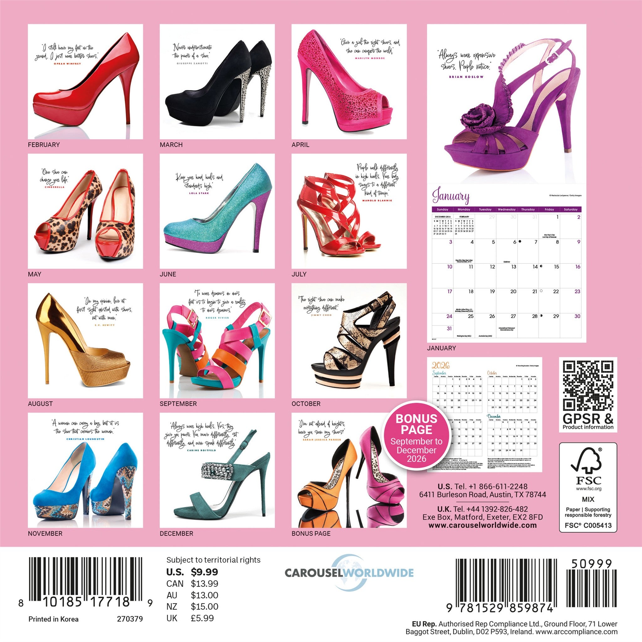 Shoes 2027 Mini Calendar