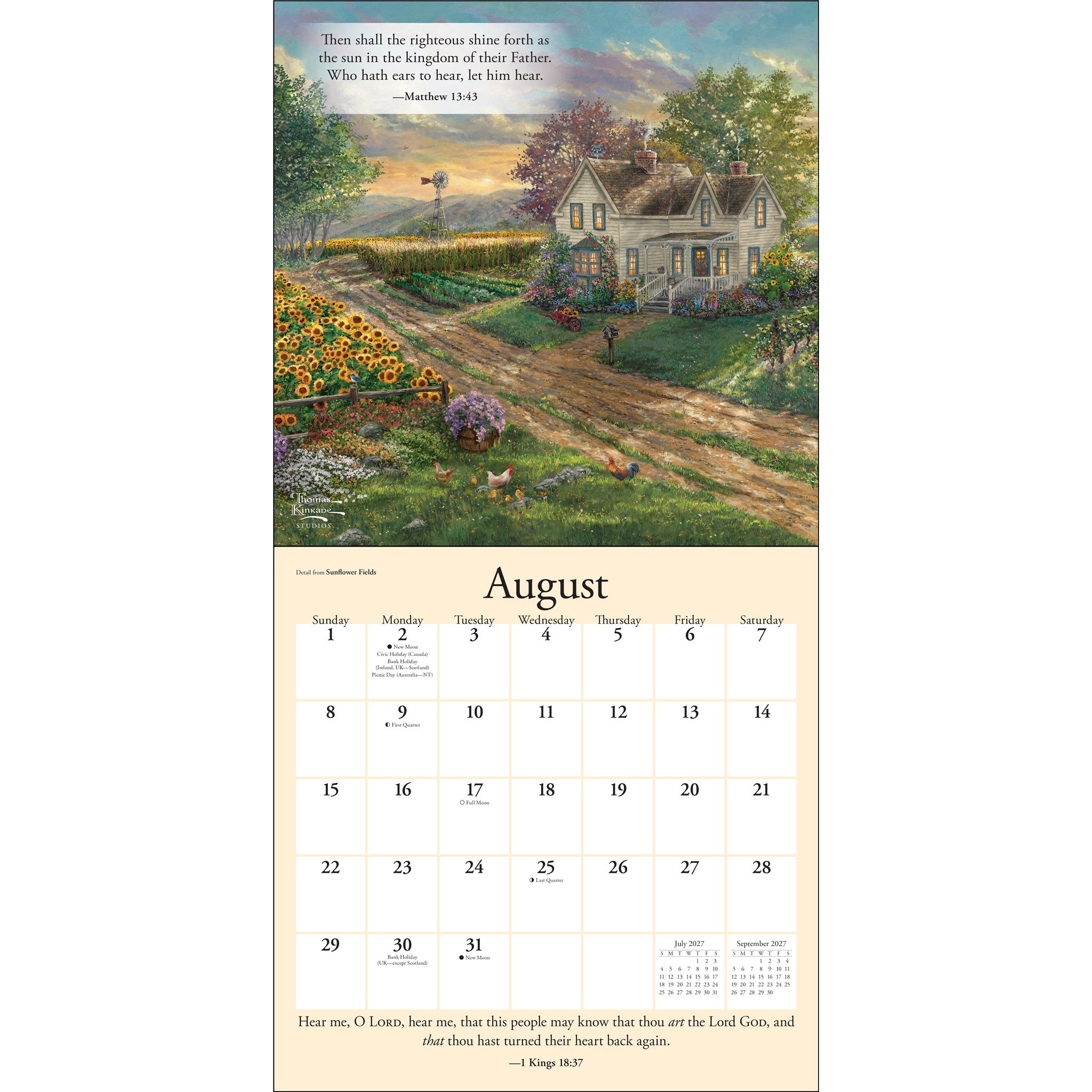 Thomas Kinkade Gardens of Grace with Scripture 2027 Wall Calendar