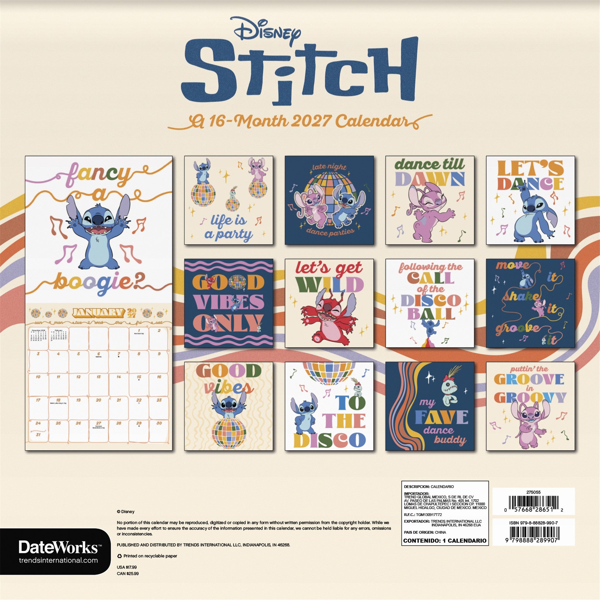 Stitch 2027 Wall Calendar