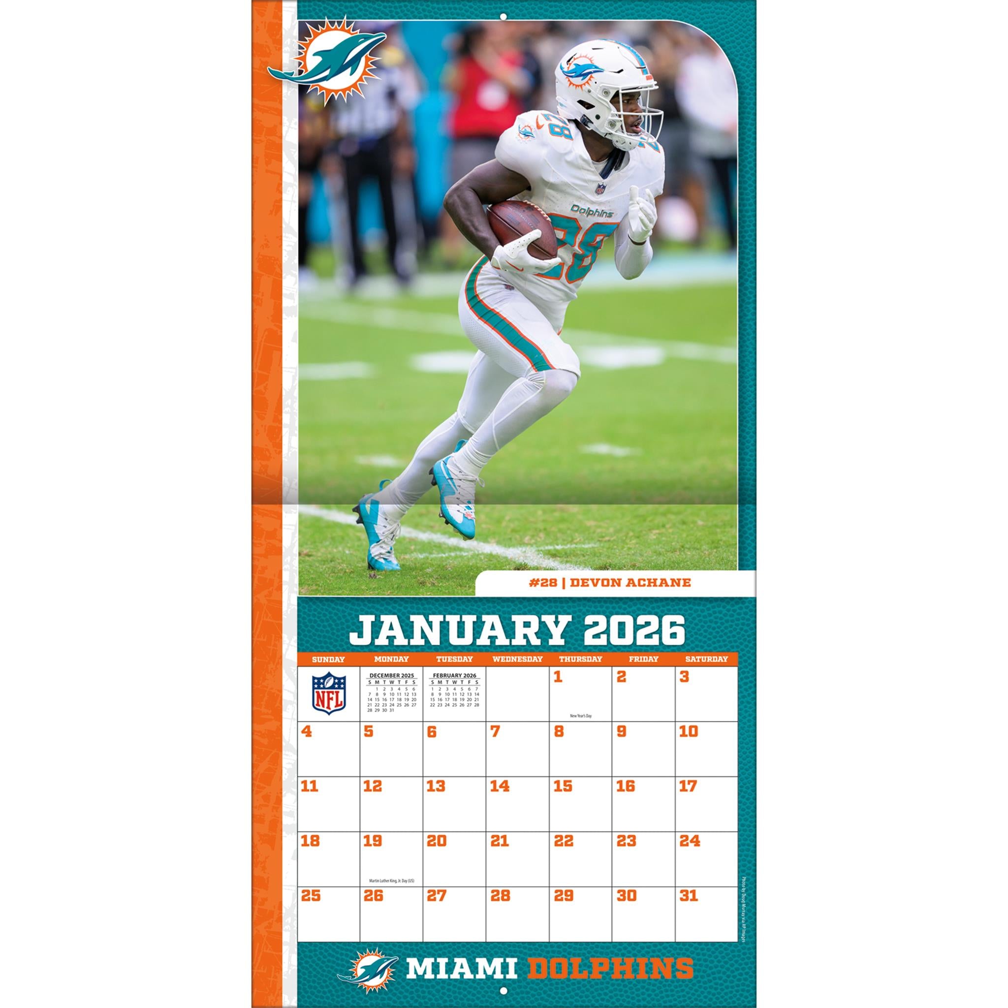 NFL Miami Dolphins 2026 Wall Calendar - Online Only