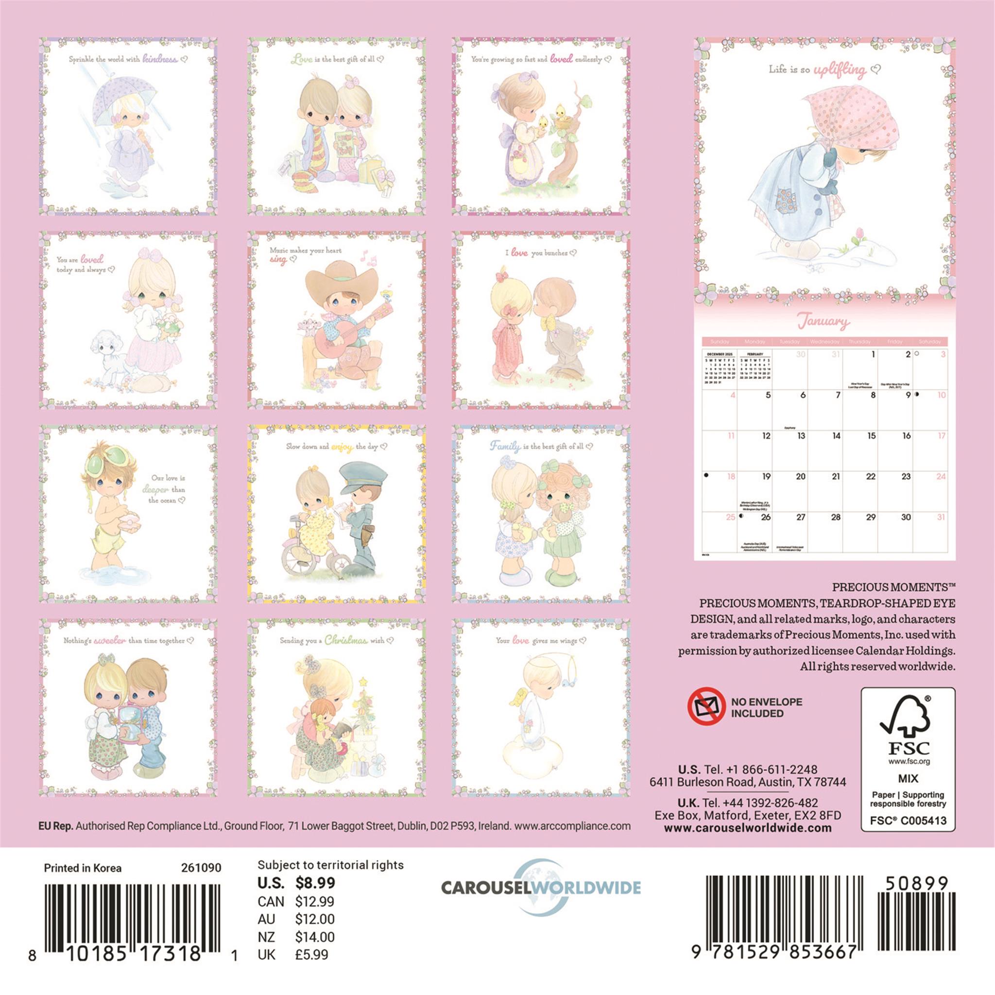 Precious Moments 2026 Mini Calendar
