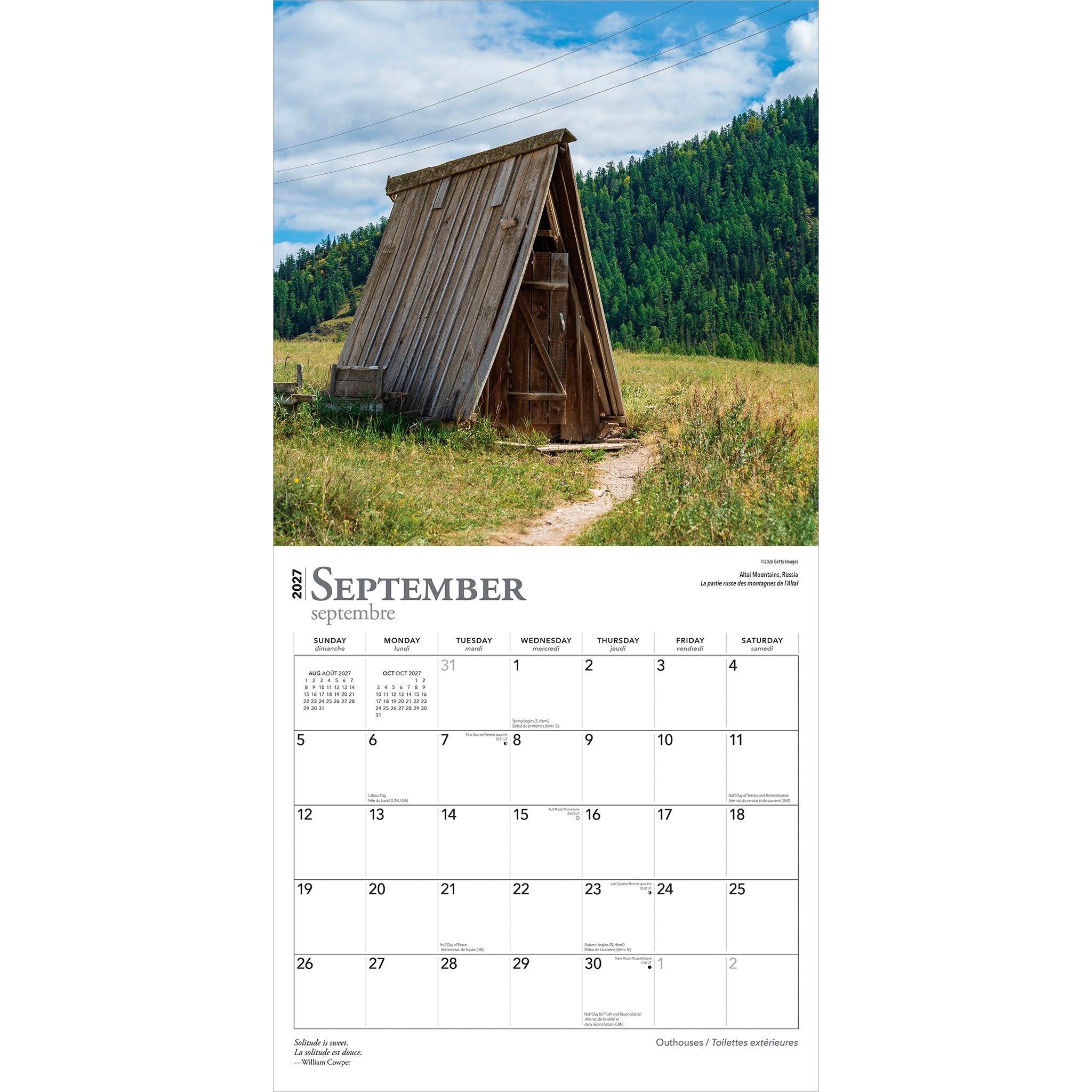 Outhouses / Toilettes extérieures 2027 Wall Calendar
