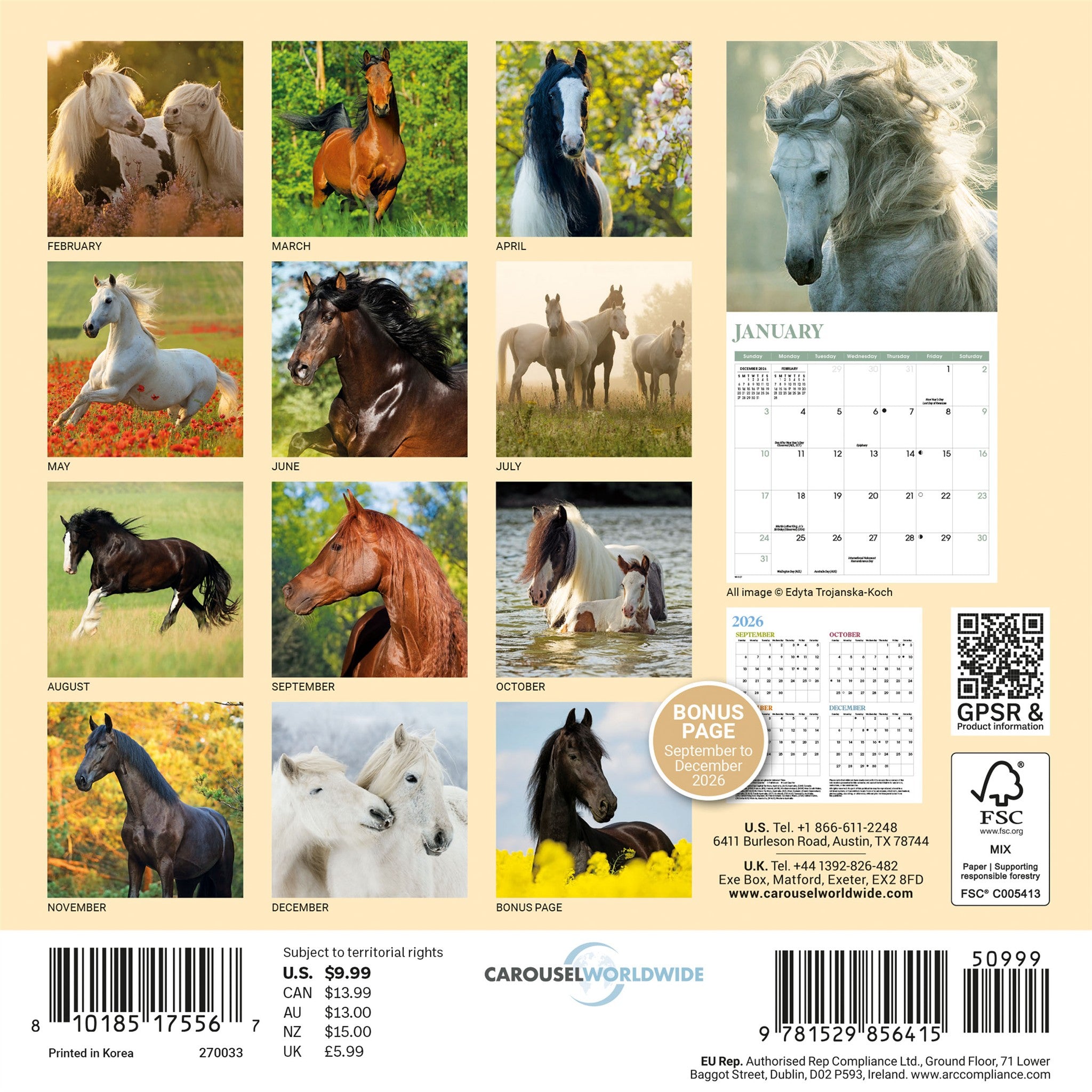 Horses 2027 Mini Calendar