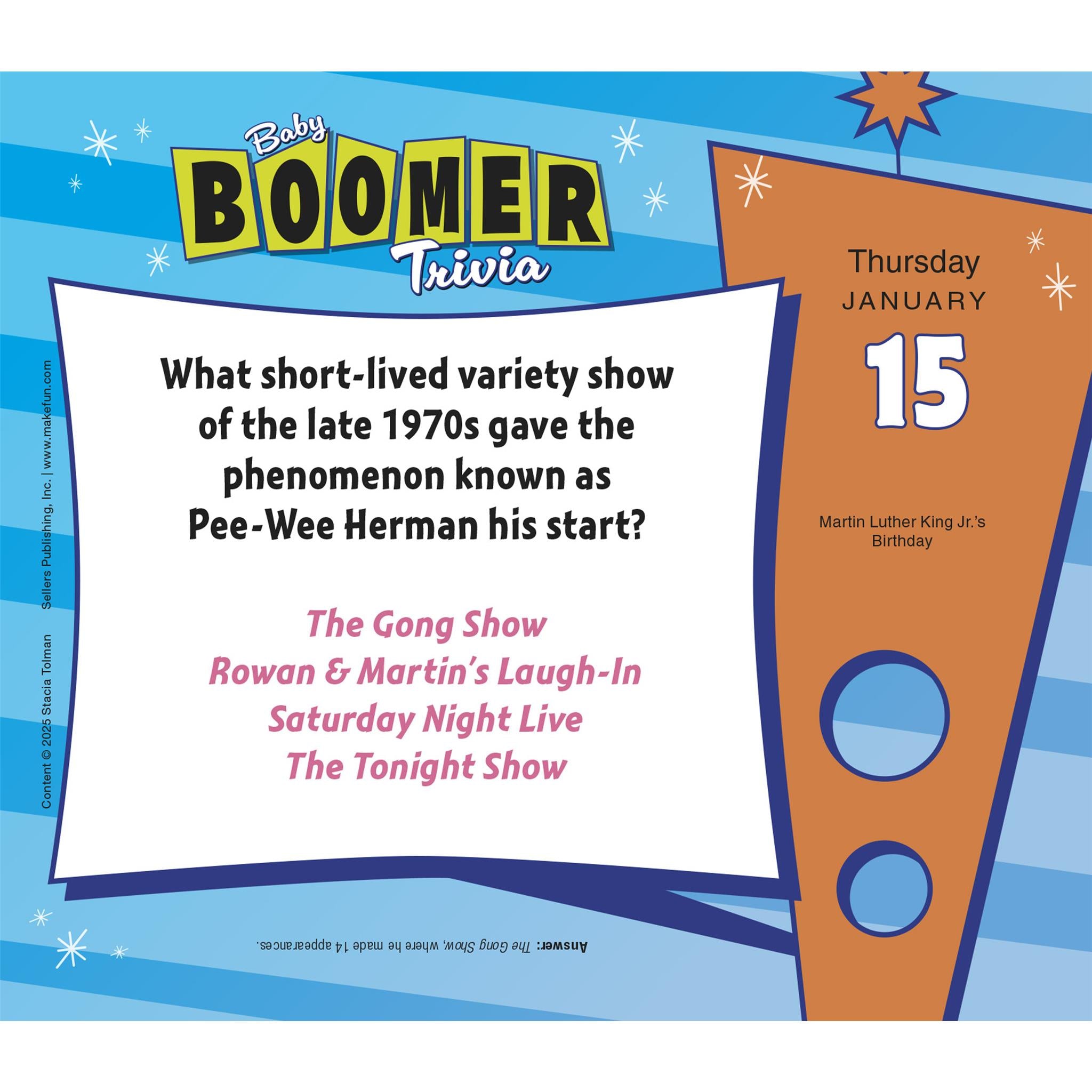 Baby Boomer Trivia 2026 Box Calendar - Online Only