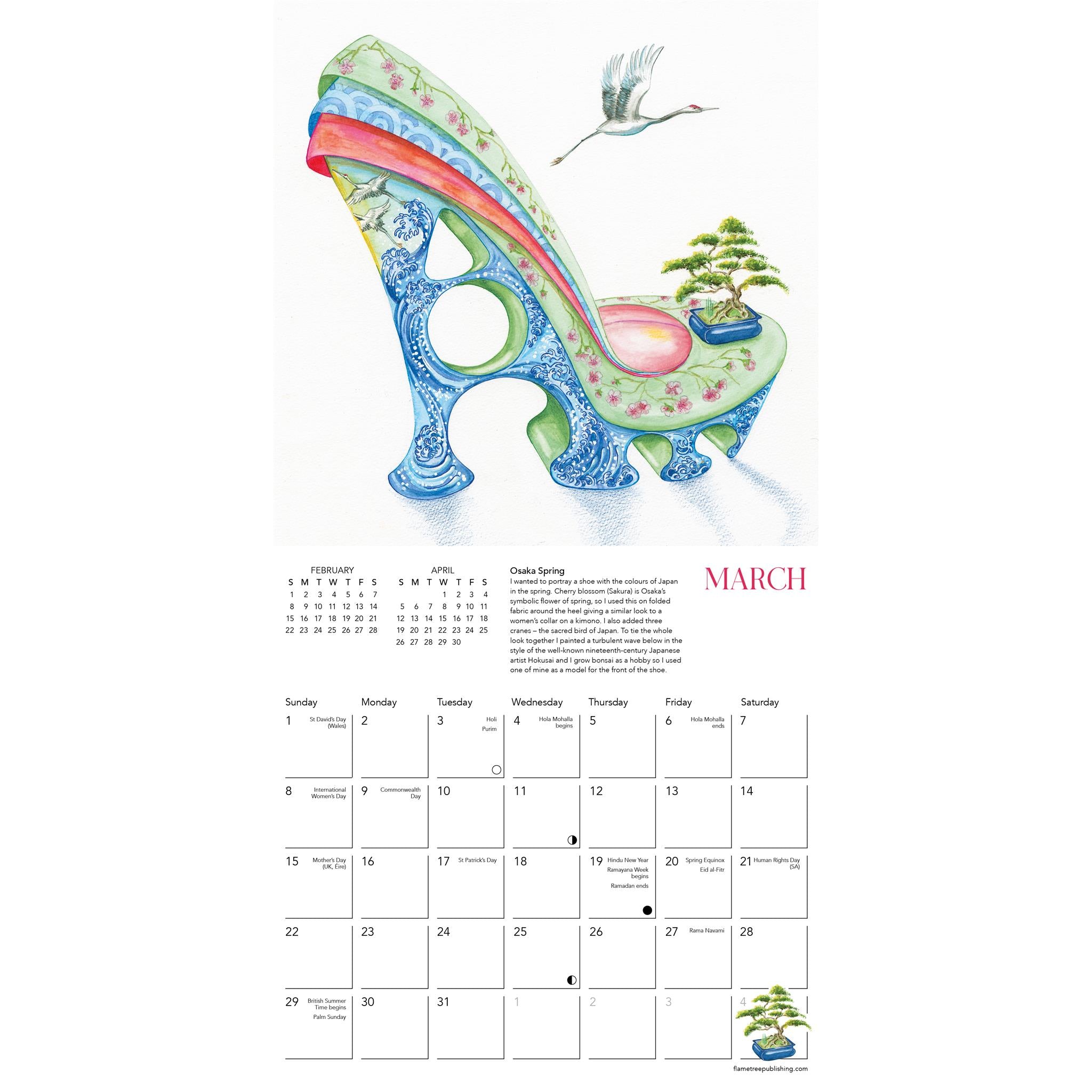 The Art Of The Shoe By Sally King Design 2026 Mini Calendar - Online Only