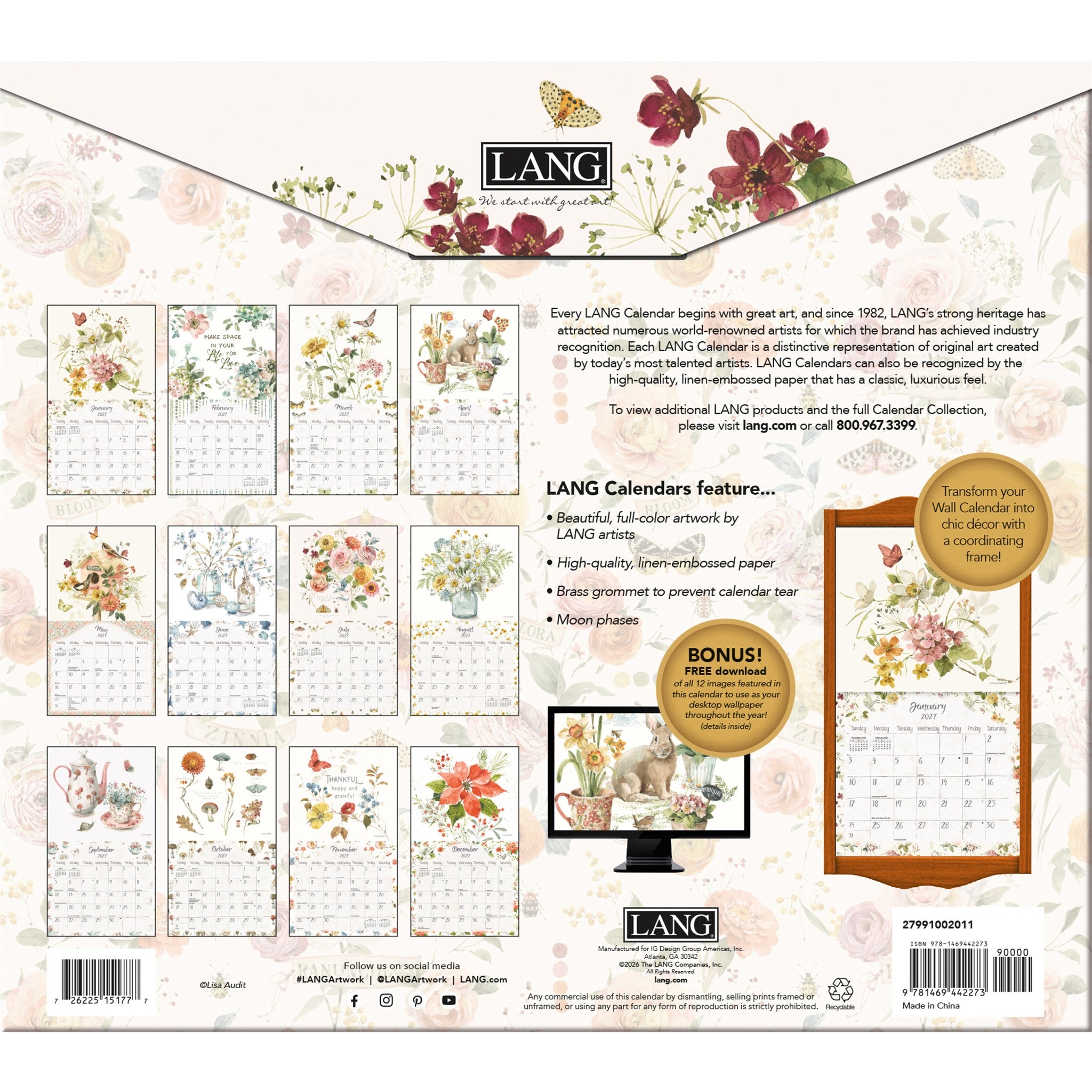 Watercolor Seasons 2027 Wall Calendar - Online Only