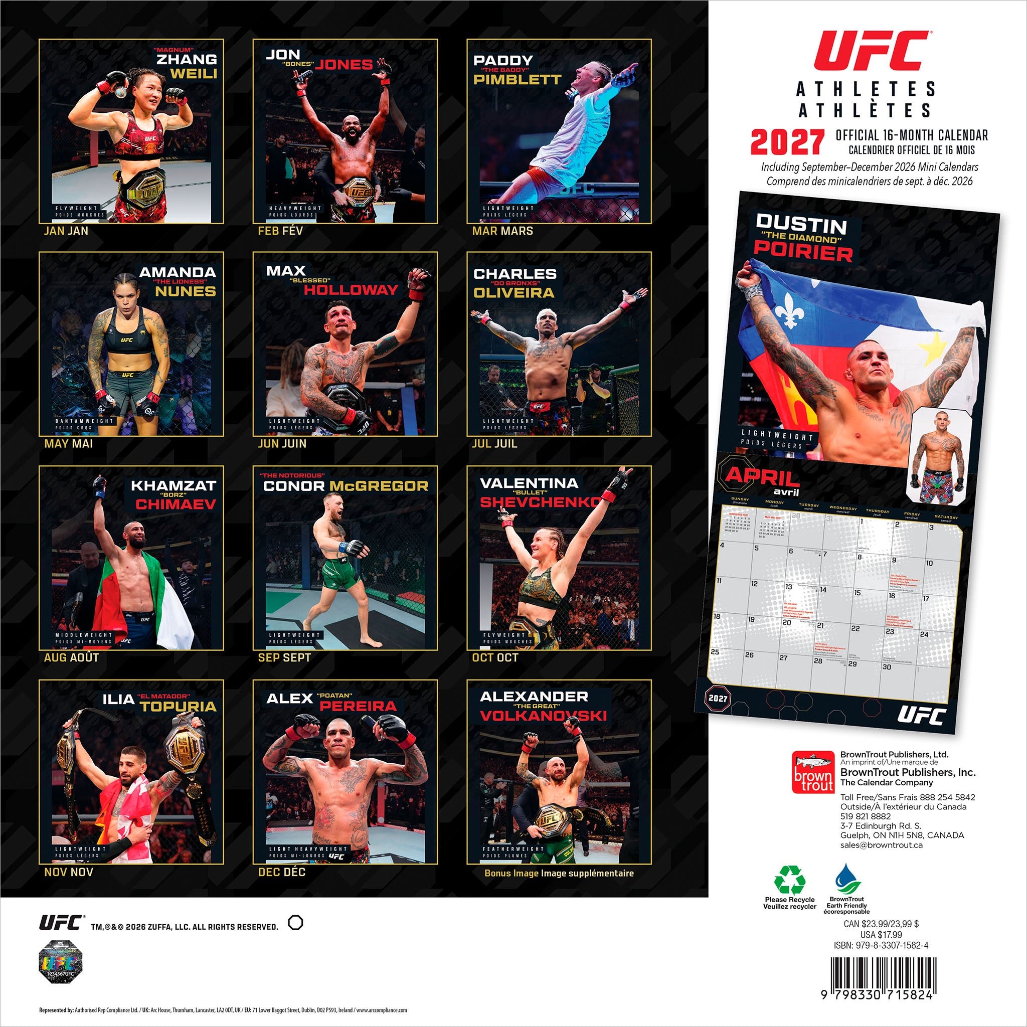 Ultimate Fighting Championship 'UFC Athletes' 2027 Wall Calendar