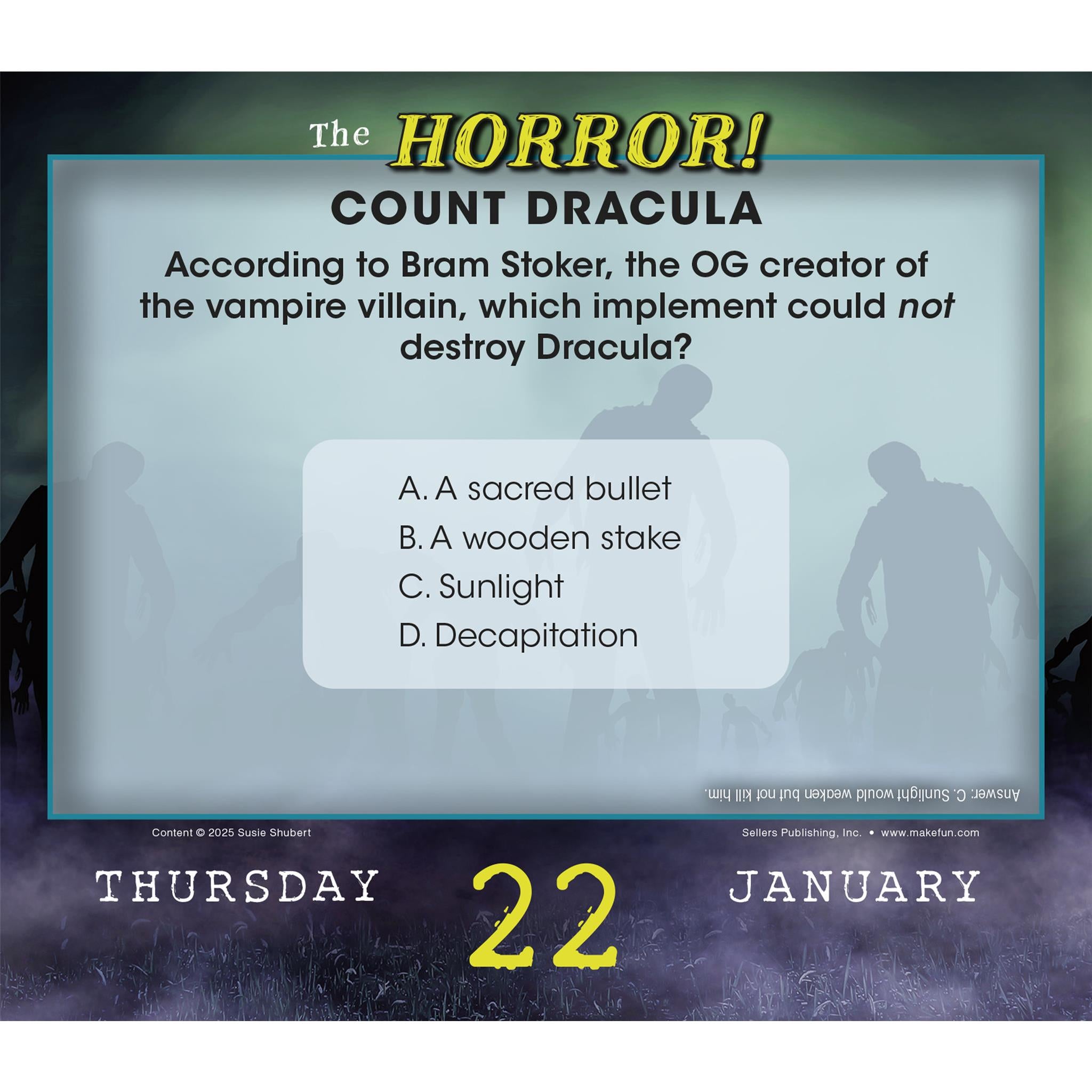 The Horror Terrifying Trivia For Fright Fanatics 2026 Box Calendar