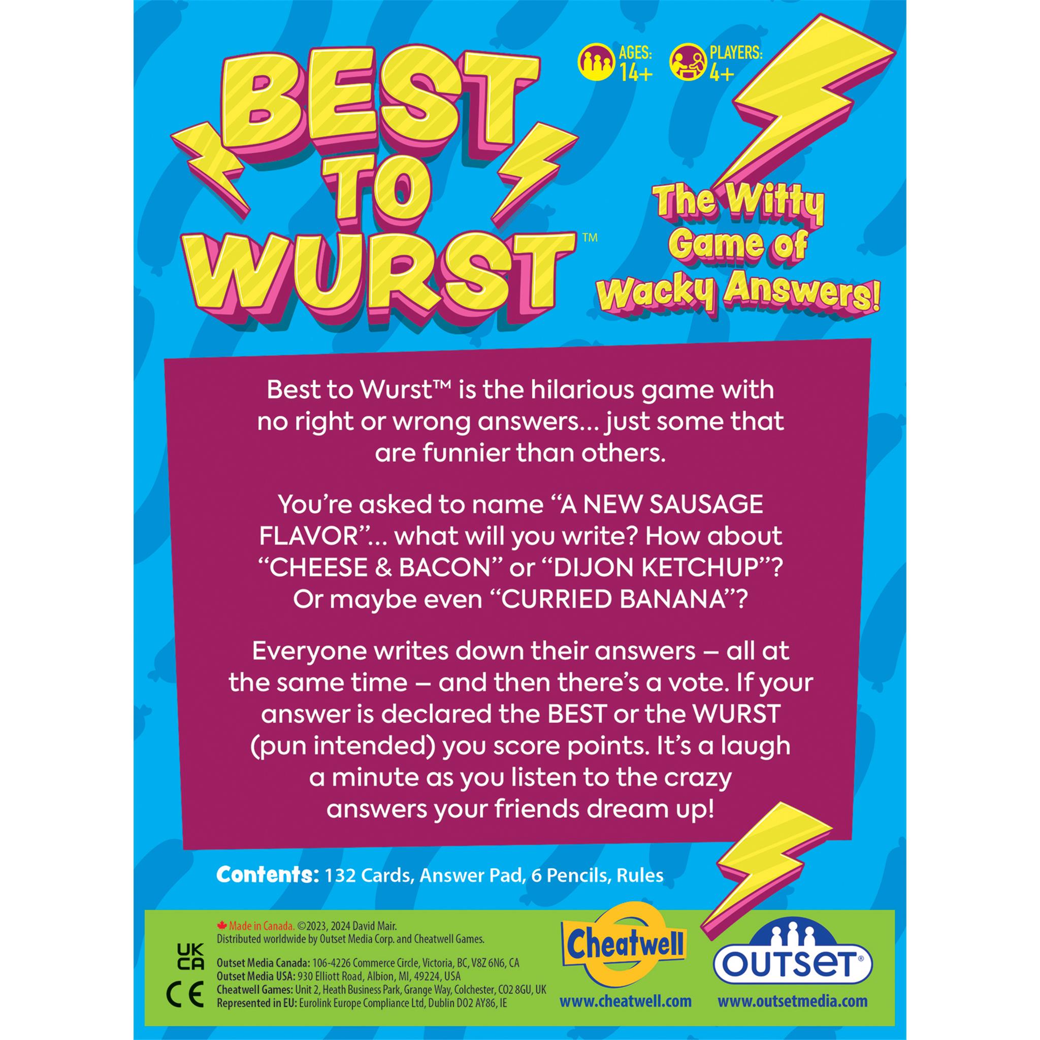 Best To Wurst – Witziges Partyspiel Mit Verrückten Antworten, Ab 14 Jahren, Für 3+ Spieler