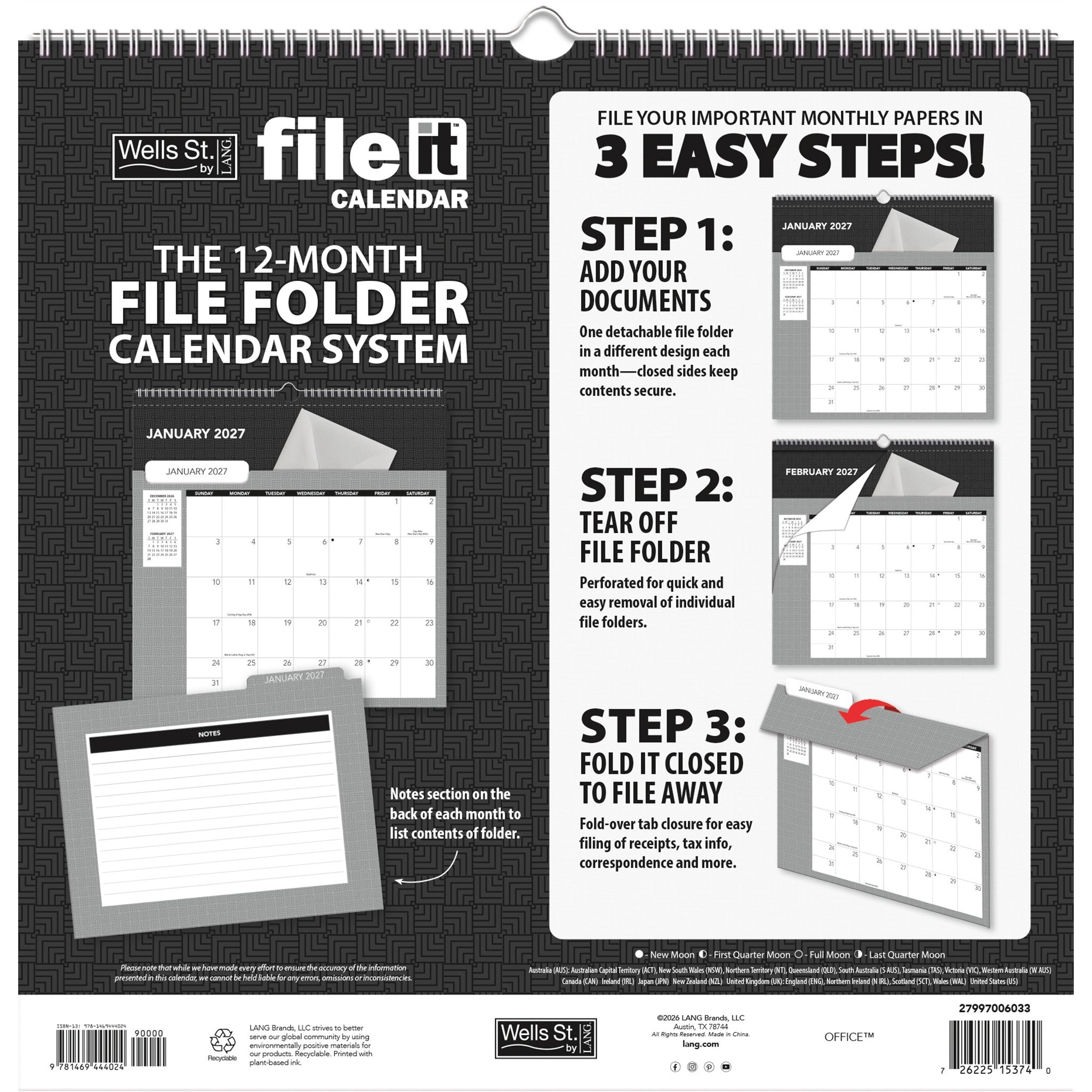 Office File-It 2027 Wall Calendar