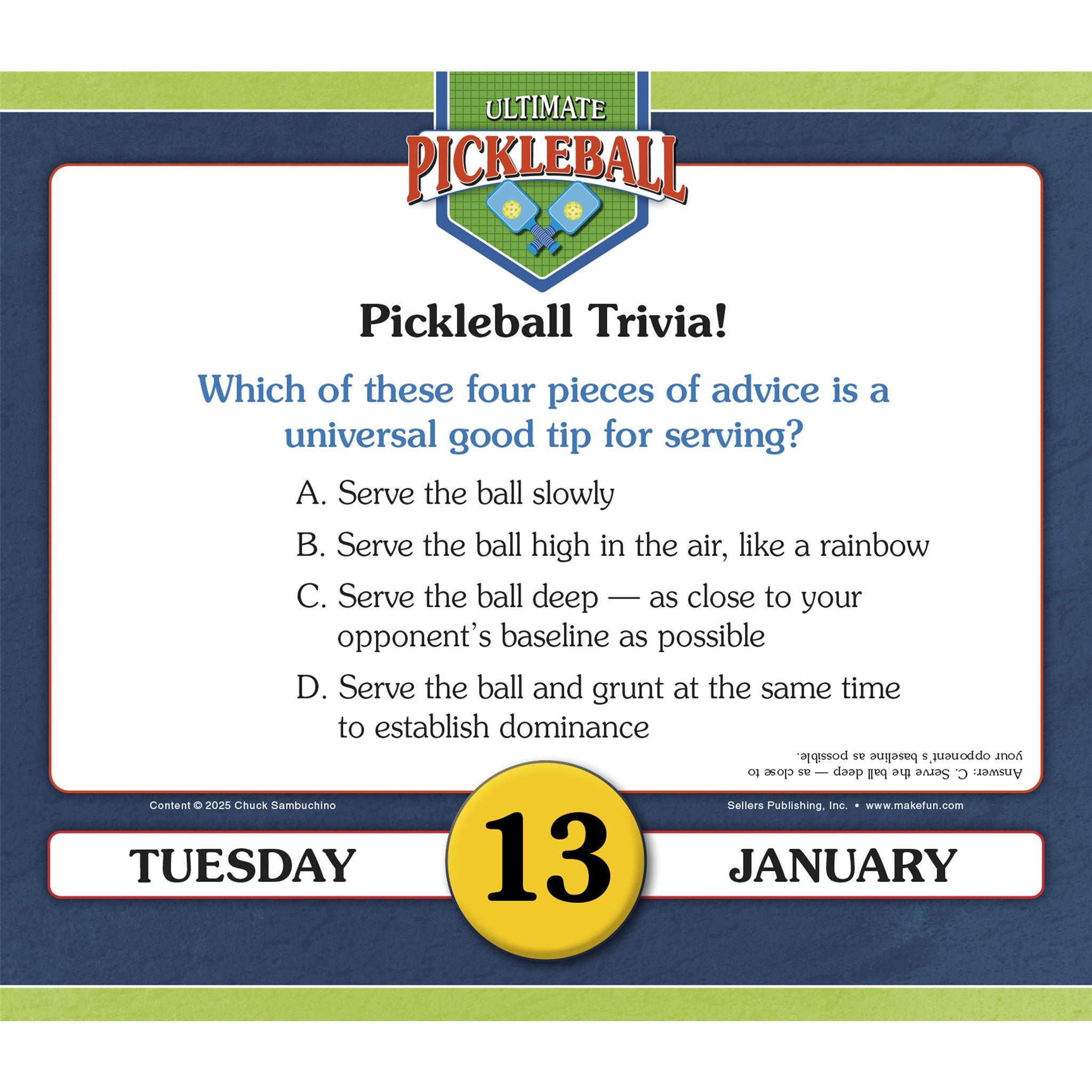 Ultimate Pickleball 2026 Box Calendar