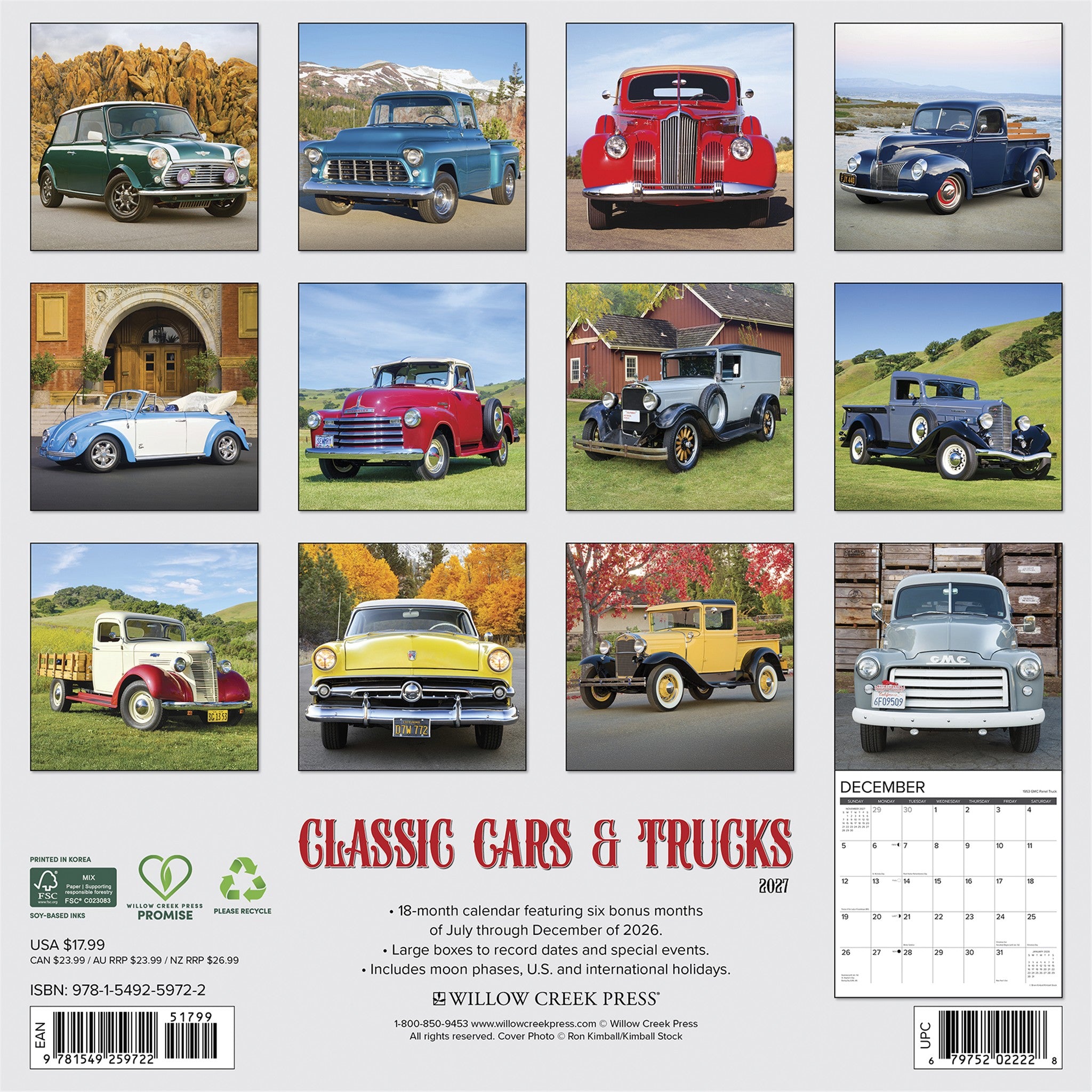 Classic Cars & Trucks 2027 Wall Calendar