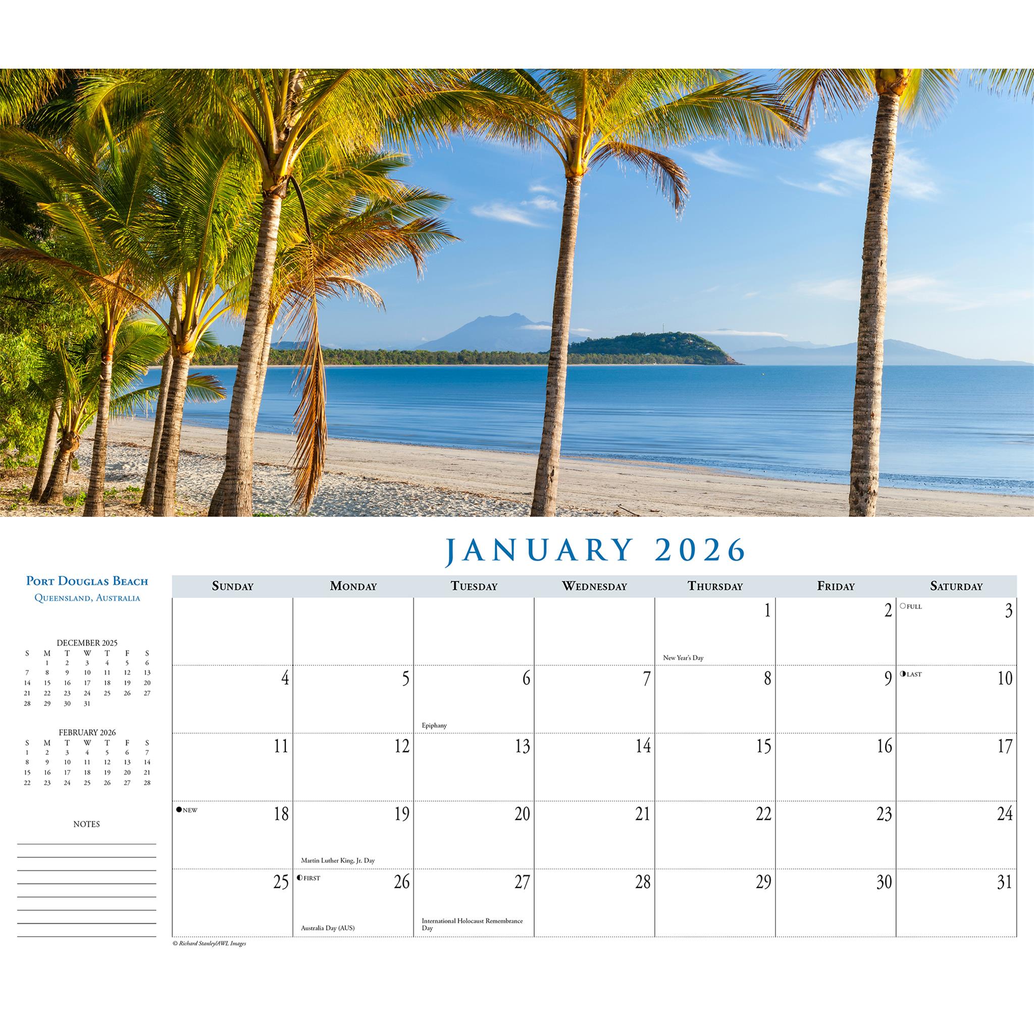 Beaches Panoramic 2026 Slim Calendar