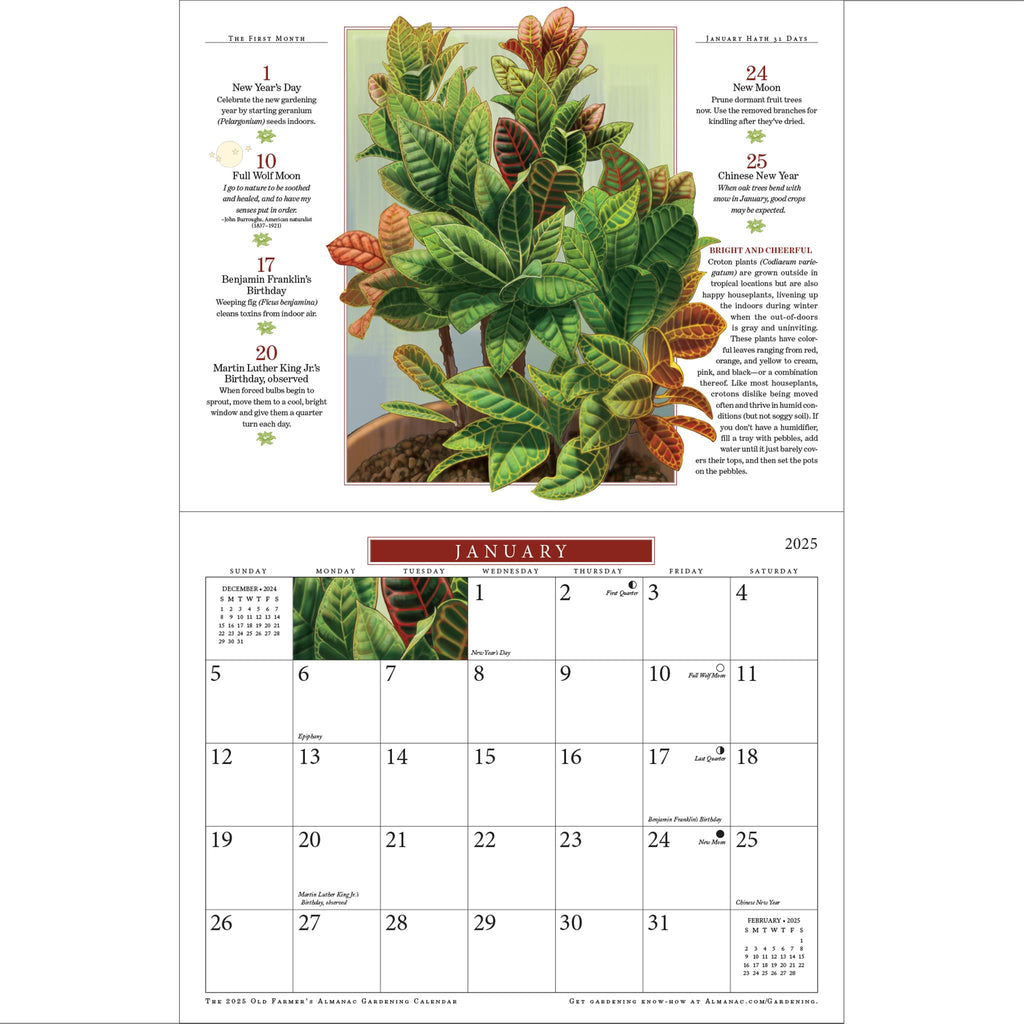 Old Farmers Almanac Gardening Wall 2025 Calendar