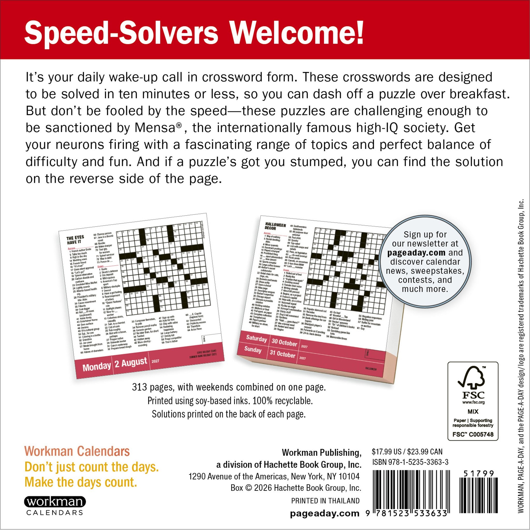 Mensa 10-Minute Crossword Puzzles 2027 Box Calendar