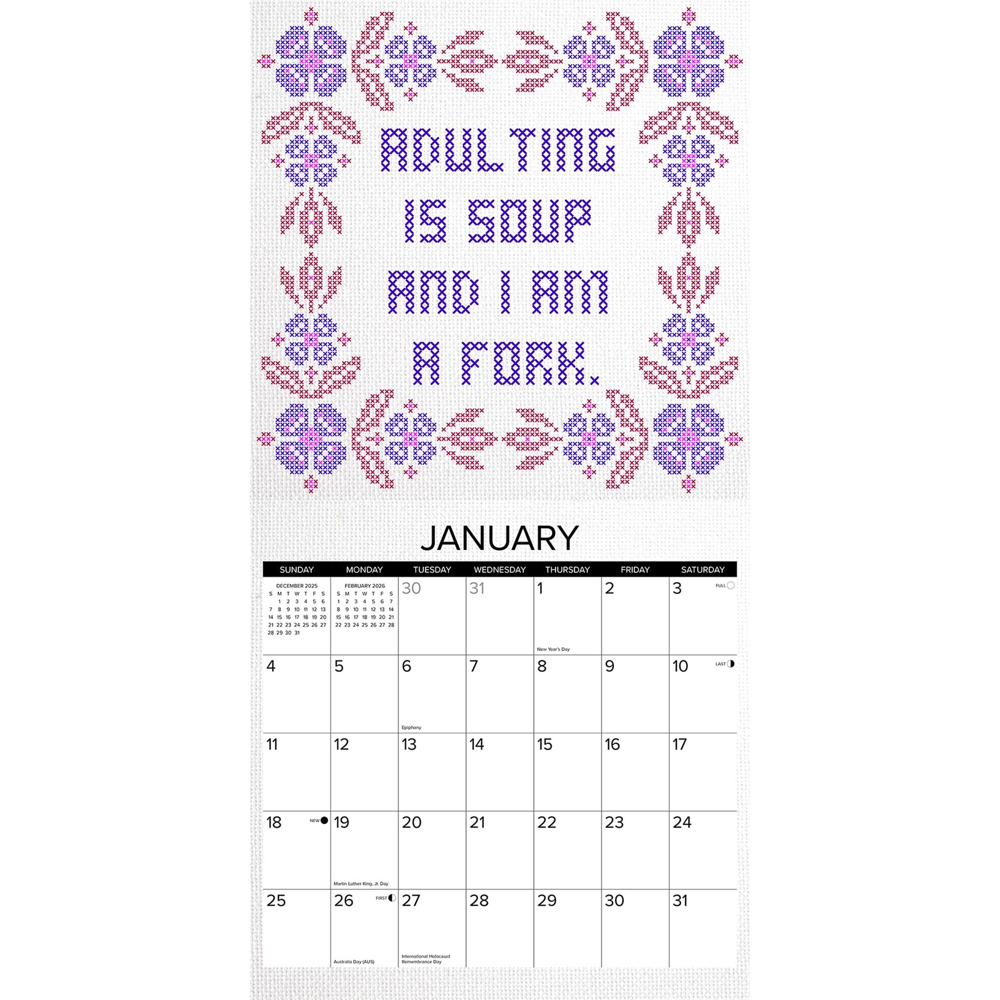 Bitchin Cross Stitchin 2026 Wall Calendar